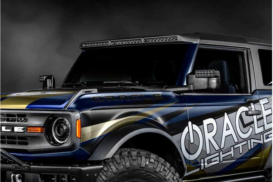 2021-2023 Ford Bronco Oracle Integrated Windshield Roof LED Light Bar System - Carbonized Grey - Off-Road Lighting for Adventure & Night Driving