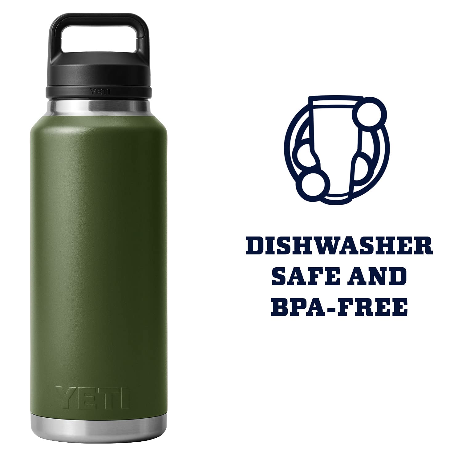YETI Rambler 46 oz Vacuum Insulated Stainless Steel Water Bottle with Chug Cap - Retired Highlands Olive Color | Perfect for Outdoor Adventures, Hiking, Camping & Gym Workouts