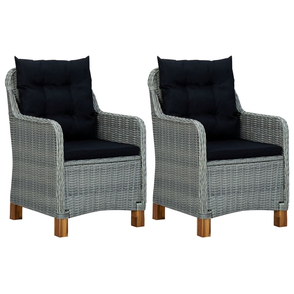 FAMIROSA 2-Piece Patio Chairs Set with Cushions - Light Gray Poly Rattan Outdoor Furniture (57 lbs) - Perfect for Garden, Poolside, and Backyard Relaxation