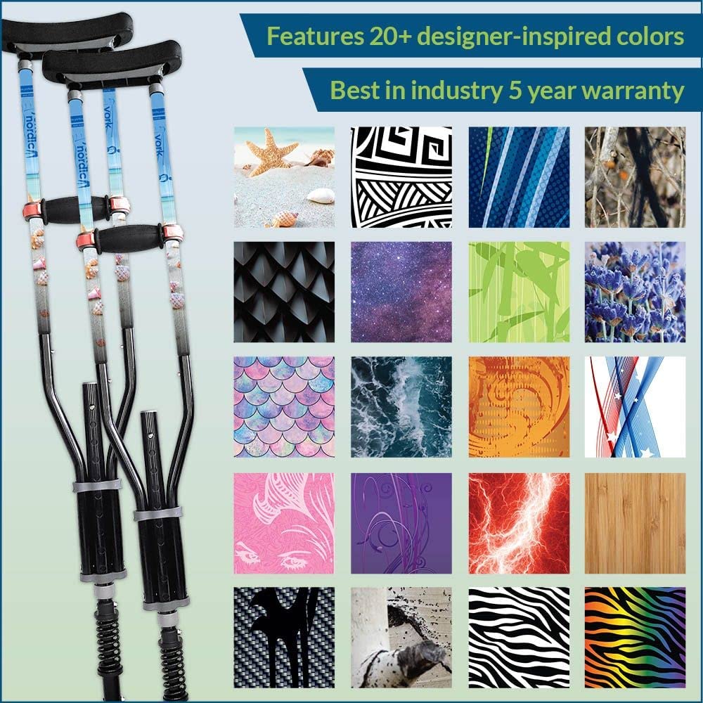 York Nordic - Adjustable Spring Cushion Crutches for Adults (4'7