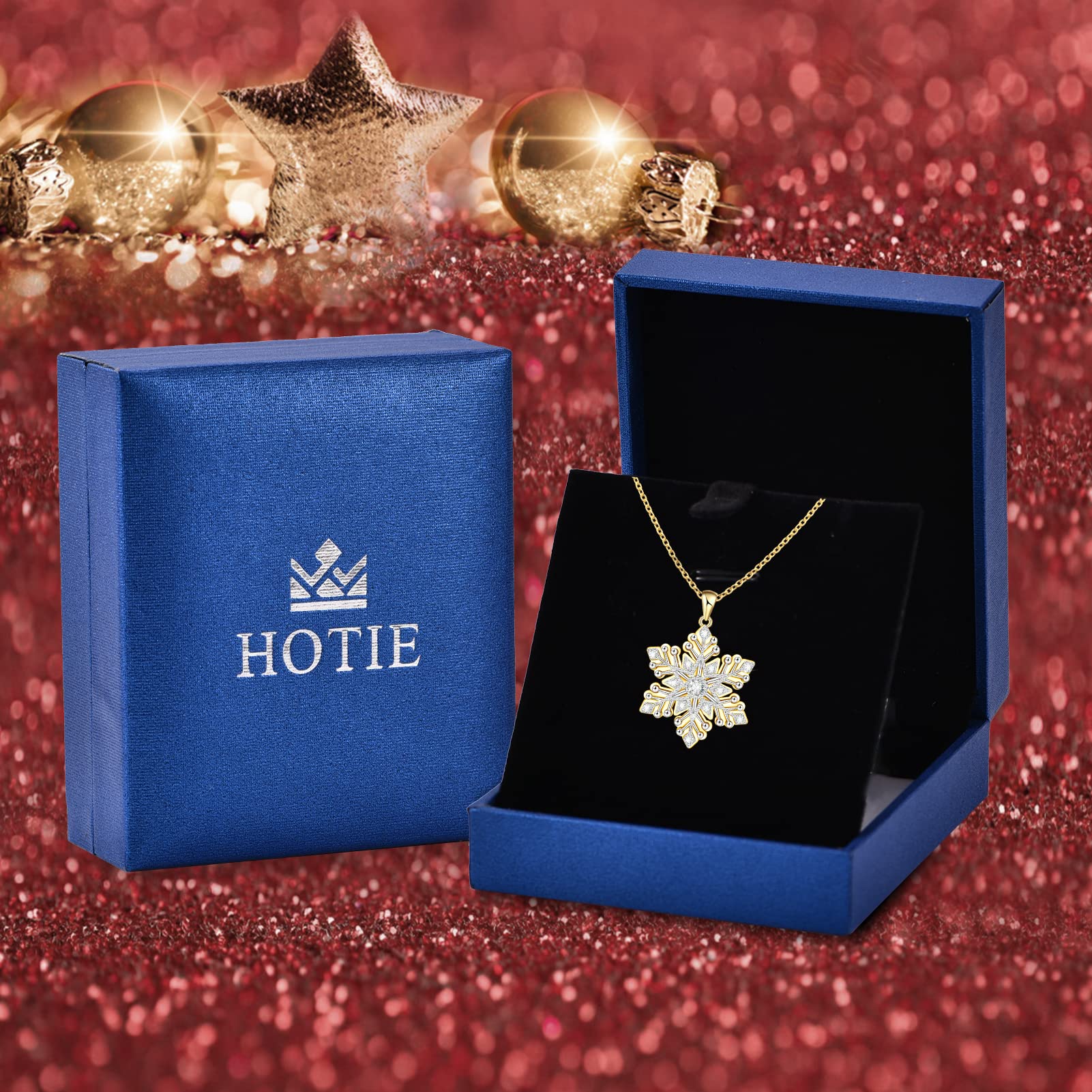 925 Sterling Silver Snowflake Necklace for Women - Elegant Gold Snowflake Pendant Jewelry, Perfect Christmas Gift for Mom, Wife, Girlfriend | Anniversary, Birthday & Mother's Day Present | Winter Holiday & Party Accessory