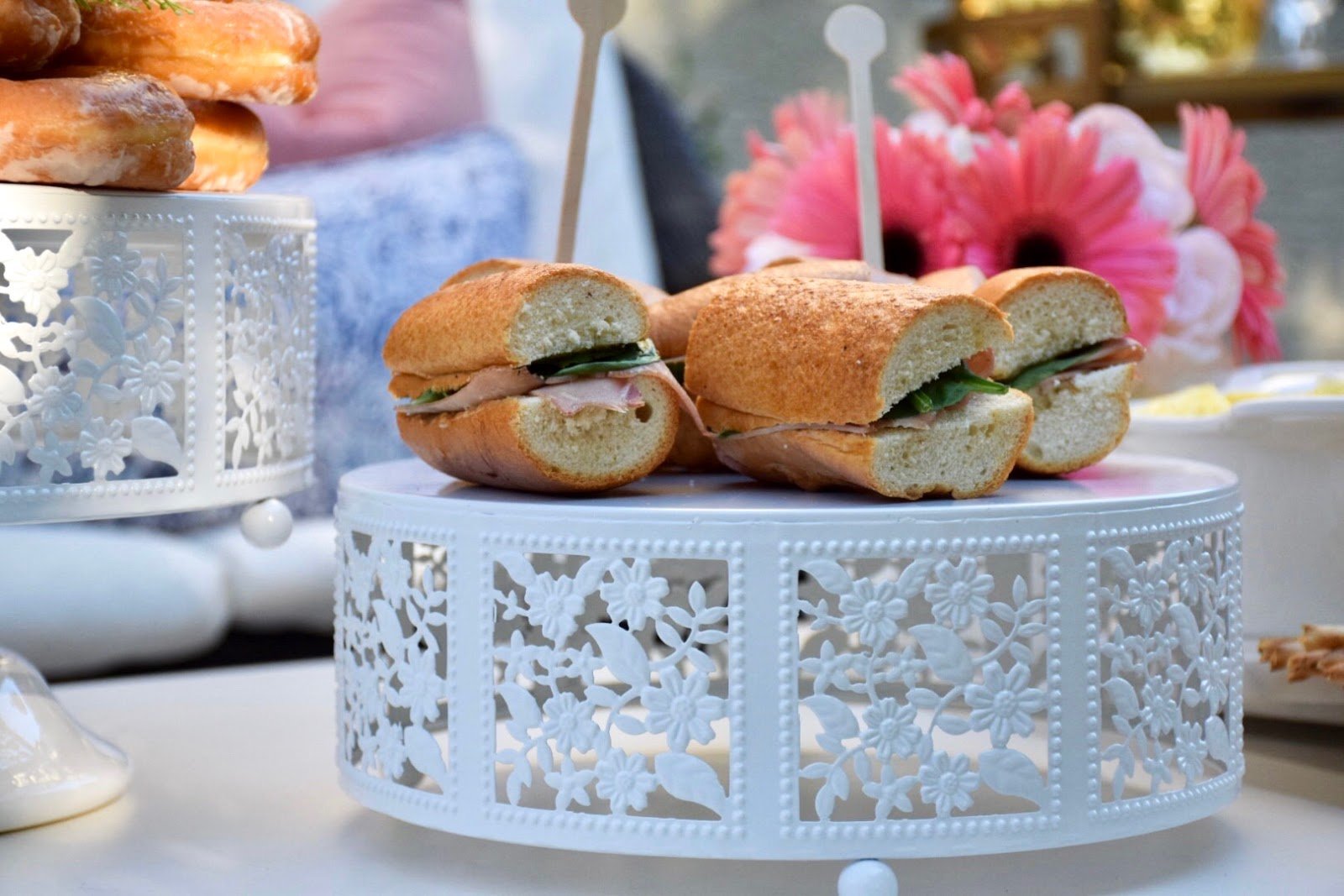 Opulent Treasures 3-Piece Round Cherry Blossom Metal Cake Stand Set - Elegant Cupcake & Dessert Display Plates for Weddings, Tea Parties & Home Decor (White)
