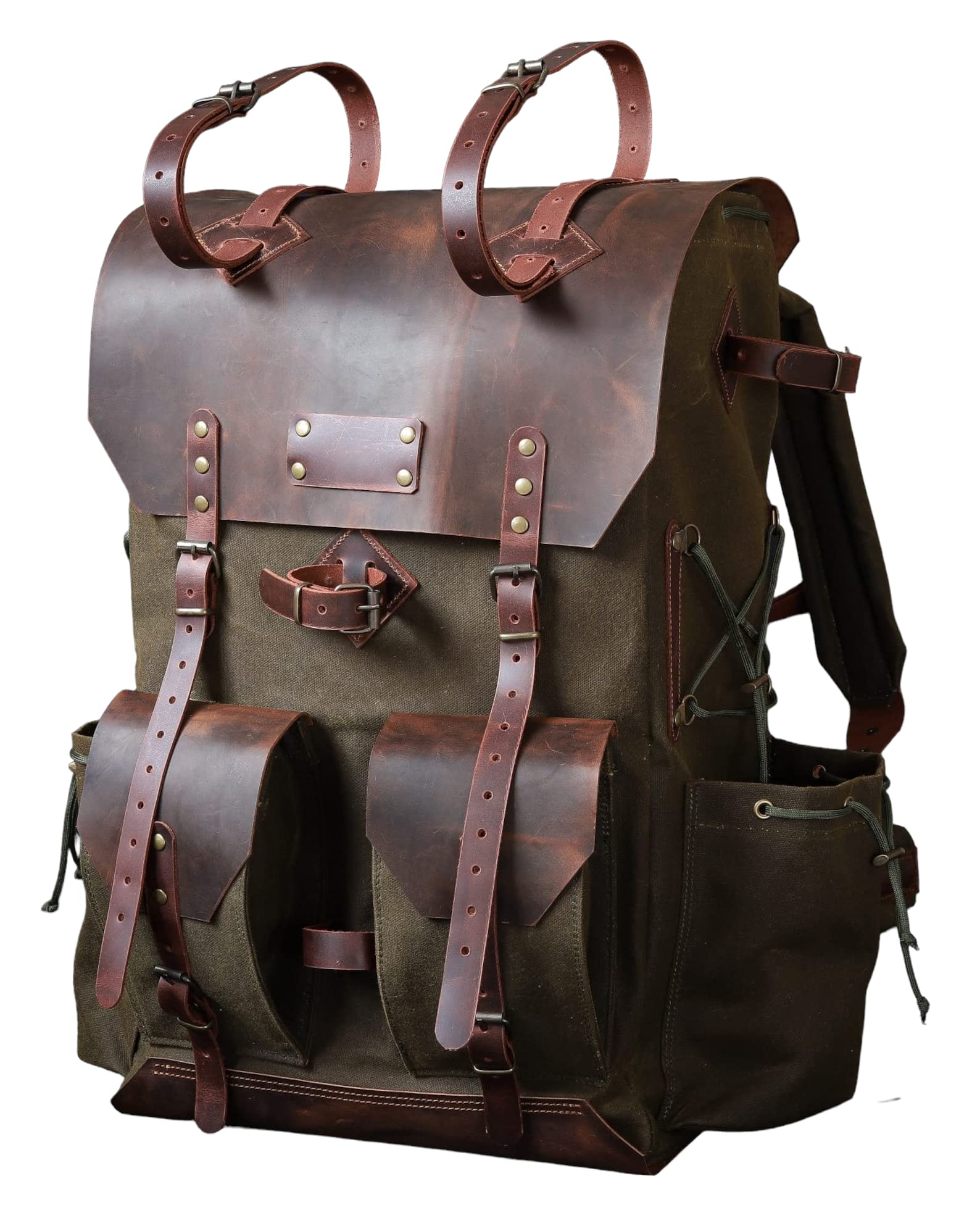 Leather Canvas Camping Backpack for Outdoor Bushcraft Gear