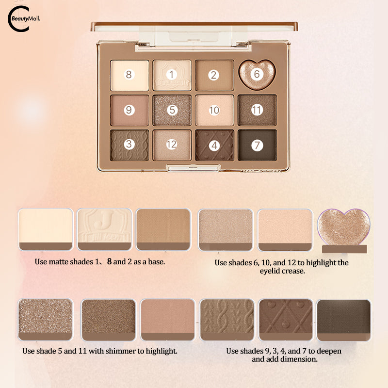 JILLLEEN 12 Color Butterfly Eyeshadow Palette - Highly Pigmented, Long Lasting Makeup for Day & Night Looks - Perfect for Parties, Weddings & Everyday Wear