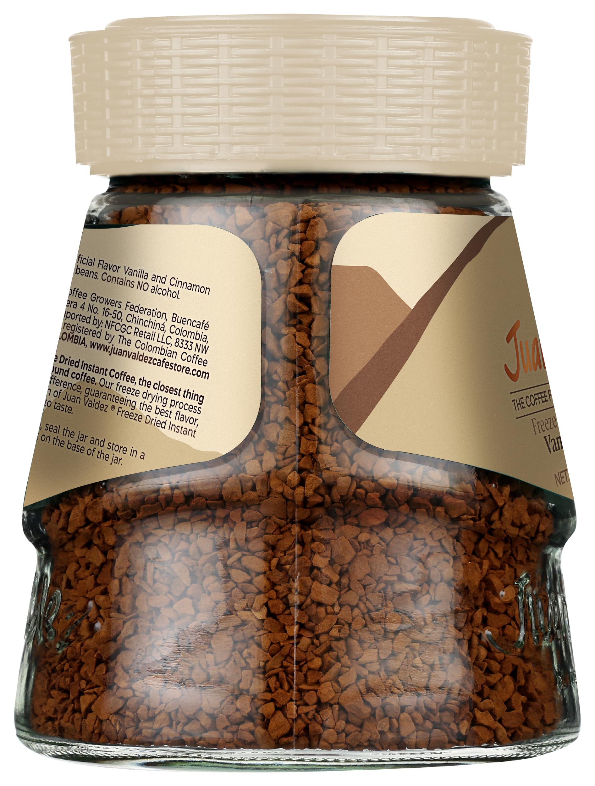 Juan Valdez Vanilla-Cinnamon Flavored Freeze Dried Coffee 3.35oz (95g) - 100% Premium Colombian Instant Coffee for Home, Office & Travel