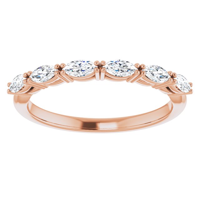 0.60 Carat East West Marquise Diamond Open Gallery Wedding Band - Elegant Stackable Ring for Bridal Sets & Anniversary Gifts