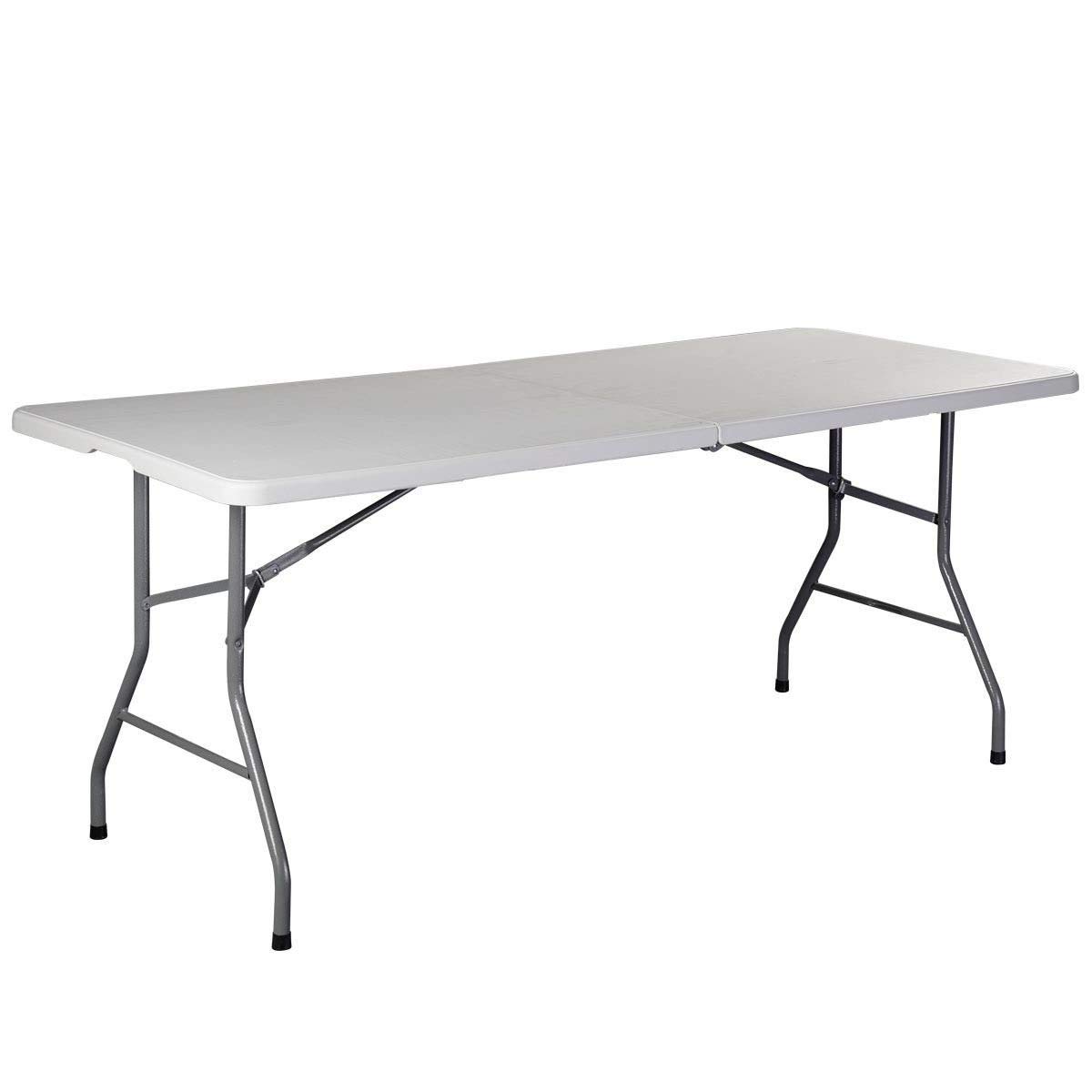Dayanaprincess 6-Foot Folding Portable Plastic Outdoor Table - White | Lightweight Picnic, Camping, Patio & Indoor Dining Table | Perfect for Parties, Hiking, Construction Sites & Home Use