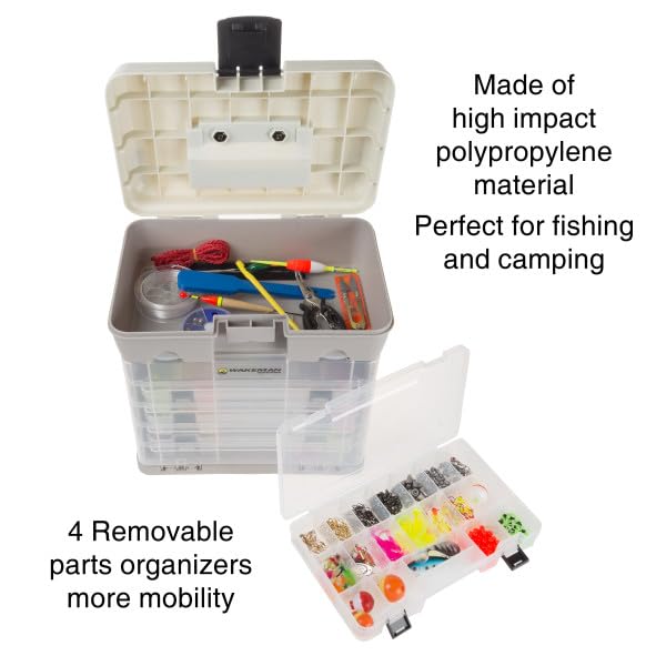 Wakeman Outdoors 4-Drawer 19-Compartment Storage Tool Box Organizer | Heavy Duty Utility Box for Camping Gear, Fishing Tackle & DIY Tools | Perfect for Garage, Workshop & Outdoor Adventures (Green)