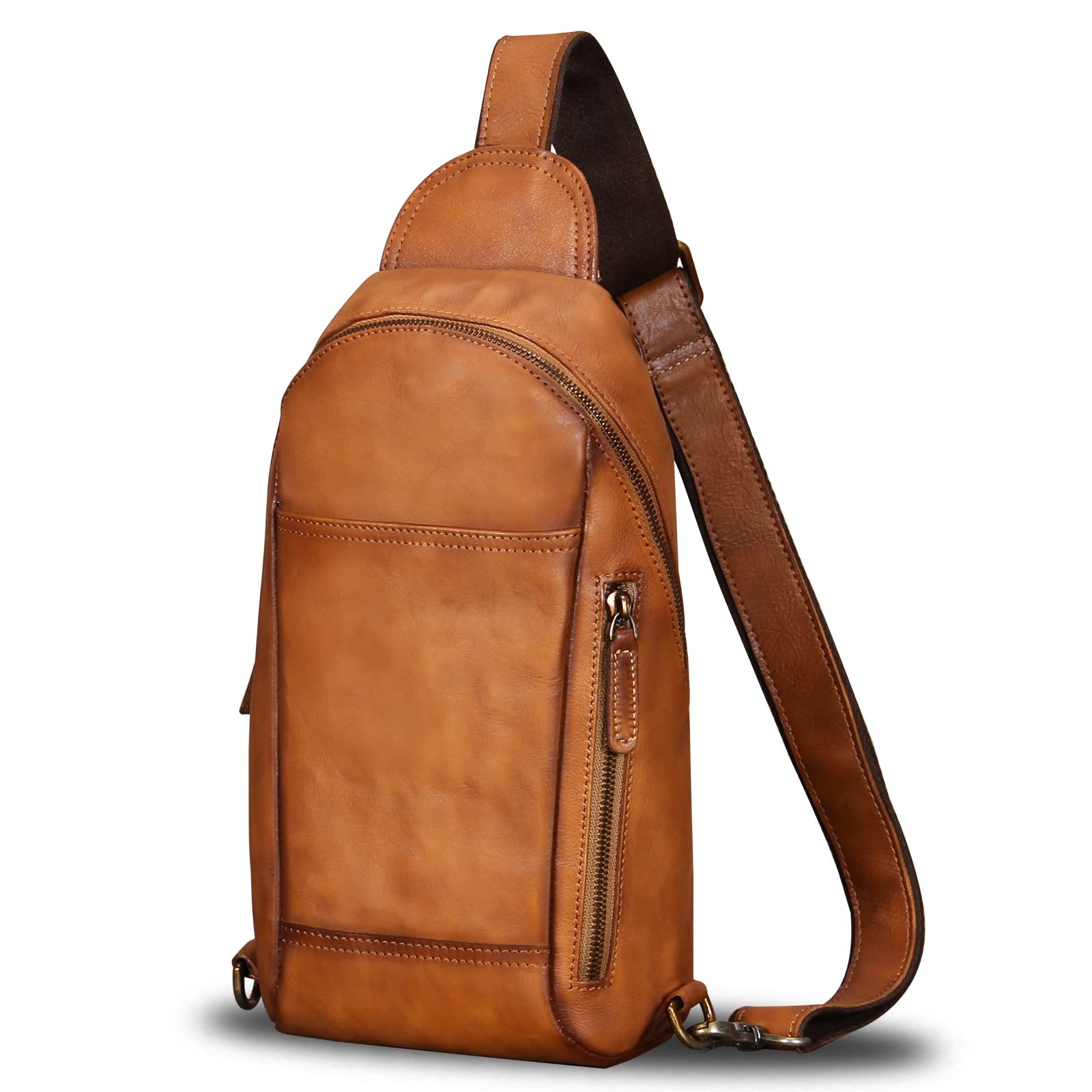 IVTG Genuine Leather Sling Bag for Men & Women - Handmade Crossbody Shoulder Backpack Purse | Perfect for Travel, Work & Everyday Use