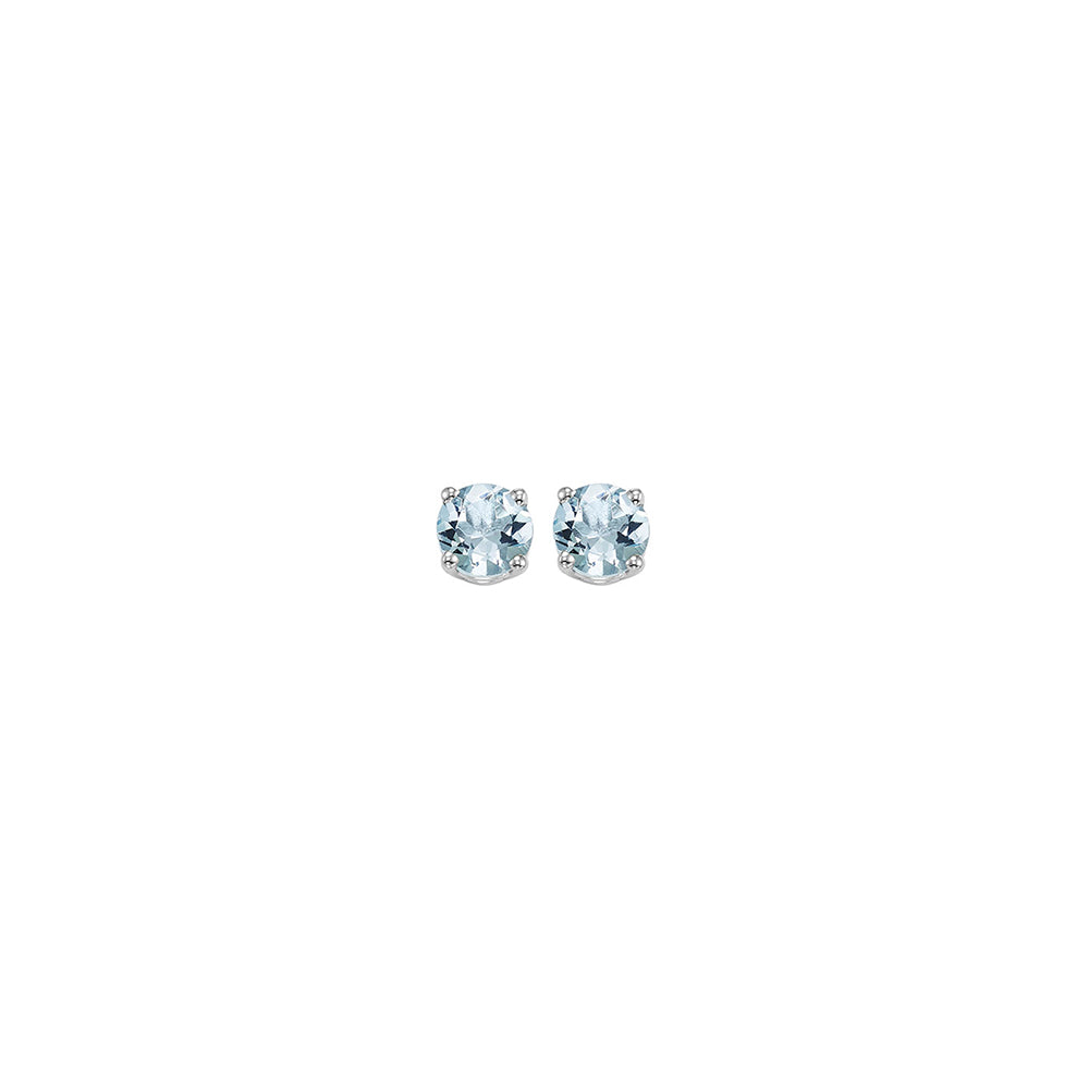 14K White Gold Aquamarine Stud Earrings (1/5 CTW) - Elegant Birthstone Jewelry for Women, Perfect Gift for Anniversary, Birthday & Special Occasions