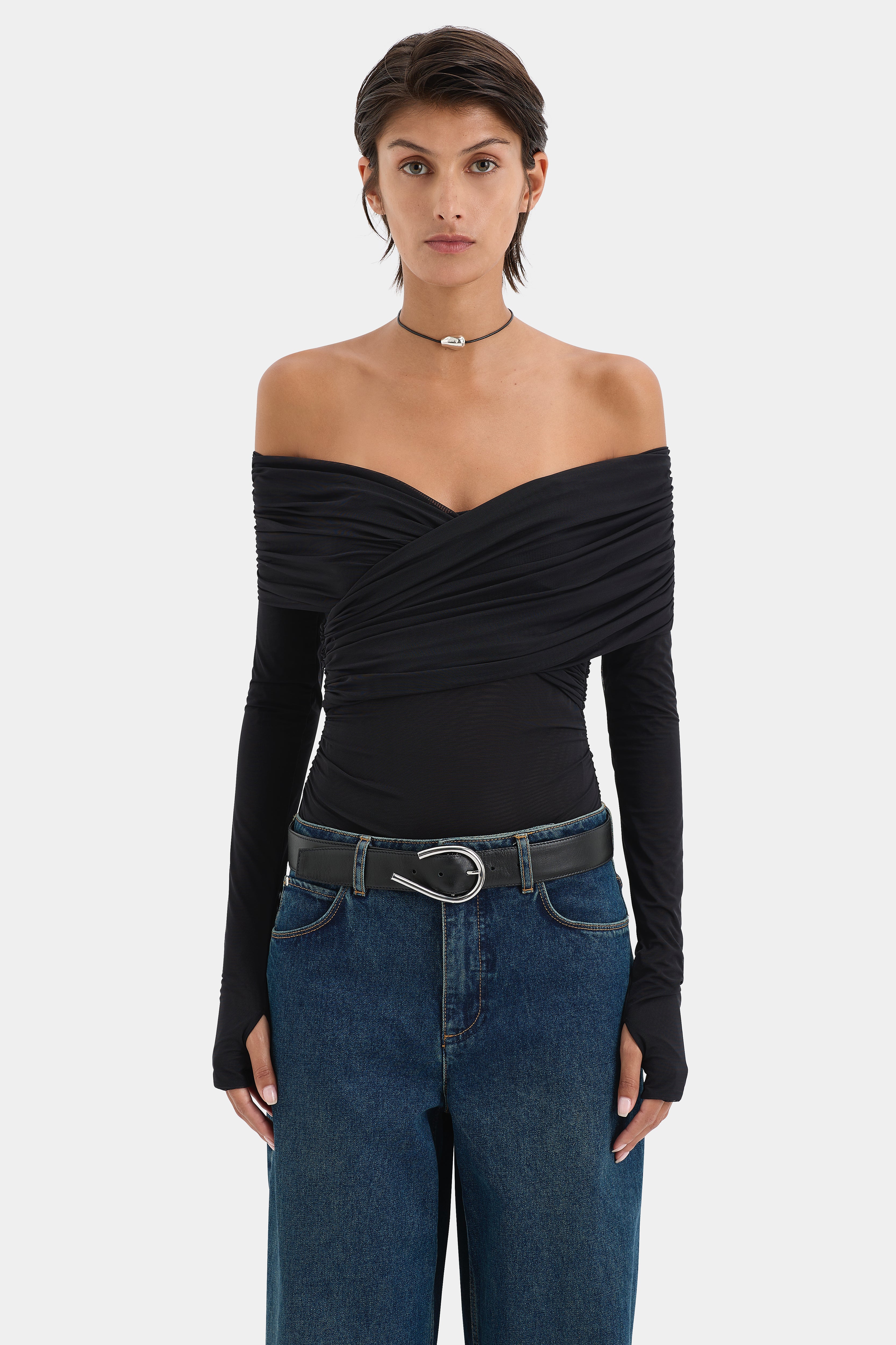 Jacques Women's Gathered Long Sleeve Blouse - Elegant Casual Tops for Work, Date Night & Everyday Wear