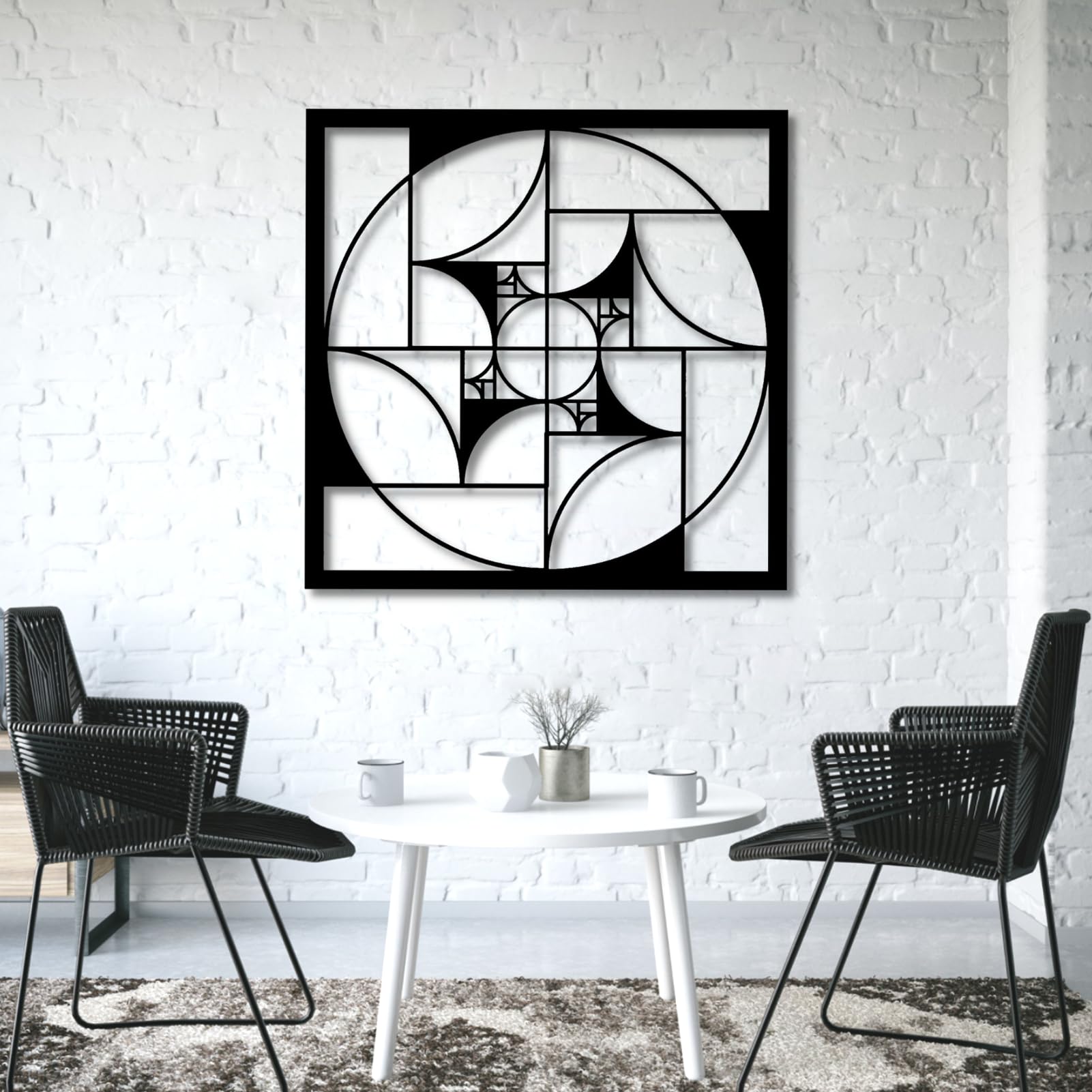 Golden Ratio Metal Wall Art - Fibonacci Spiral Geometric Wall Decor in Gold (24x24 Inch) - Modern Home & Office Decoration for Living Room, Bedroom, Study