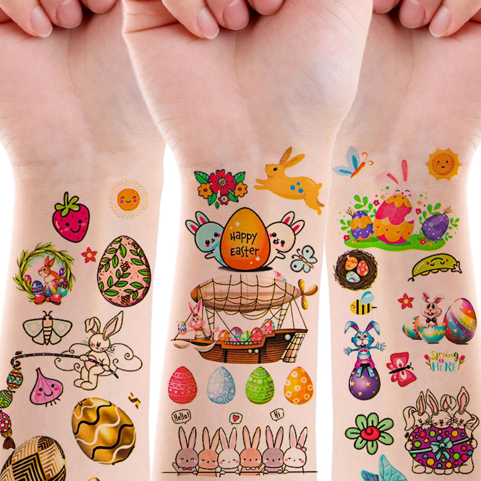 20 Sheets Easter Temporary Tattoos for Kids - Bunny & Chick Tattoo Stickers for Boys & Girls - Easter Party Favors, Treats & Goodie Bag Fillers - Perfect for Easter Egg Hunts, Classroom Rewards & Spring Celebrations