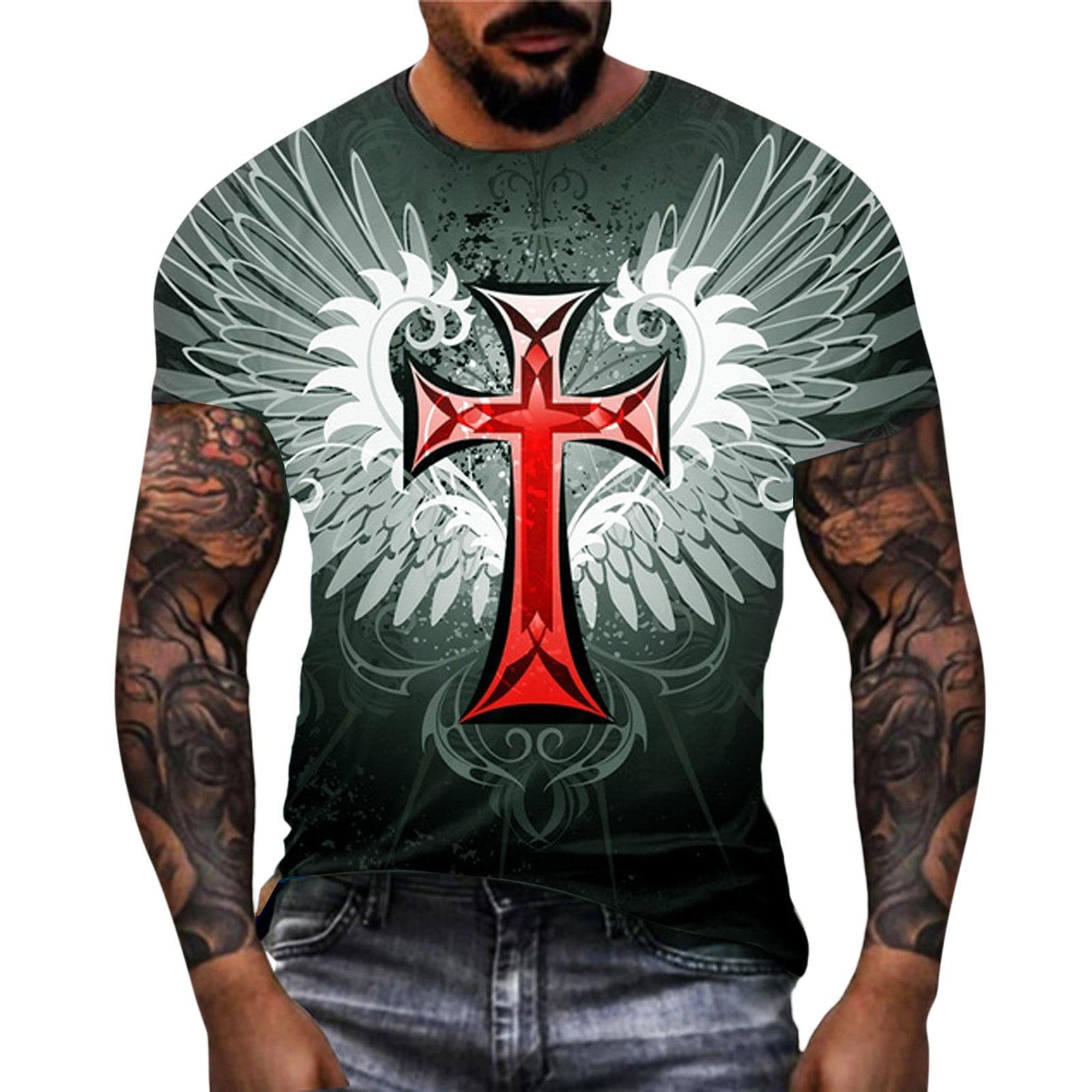 Men's Slim-Fit Quick-Dry Tie-Dye Graphic T-Shirts - Summer Casual Performance Athletic Tees for Gym, Running & Outdoor Activities