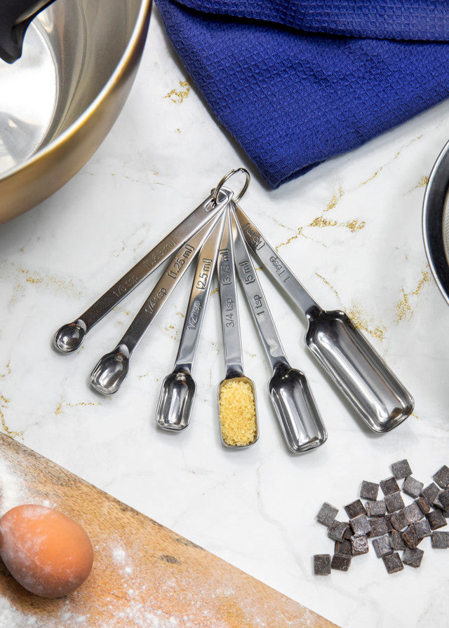 Premium Stainless Steel Measuring Spoon Set - 6 Piece Kitchen Utensils for Baking, Cooking & Coffee - Dishwasher Safe & Durable