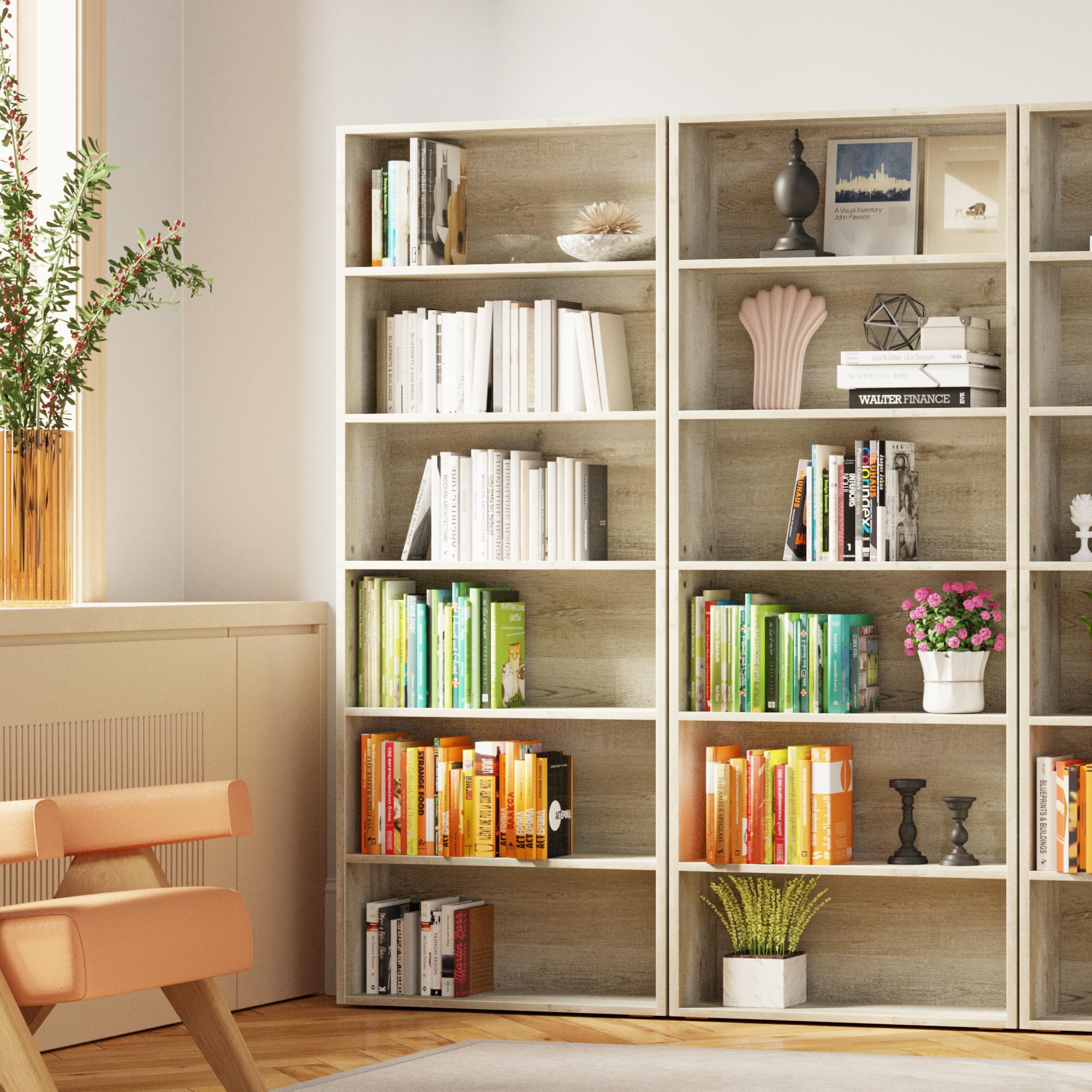 Ironck 6-Tier Tall Bookshelf - 70 Inch Floor Standing Bookcase for Home Office, Living Room & Bedroom - Modern Display Storage Shelf for Books, Decor & Organizing