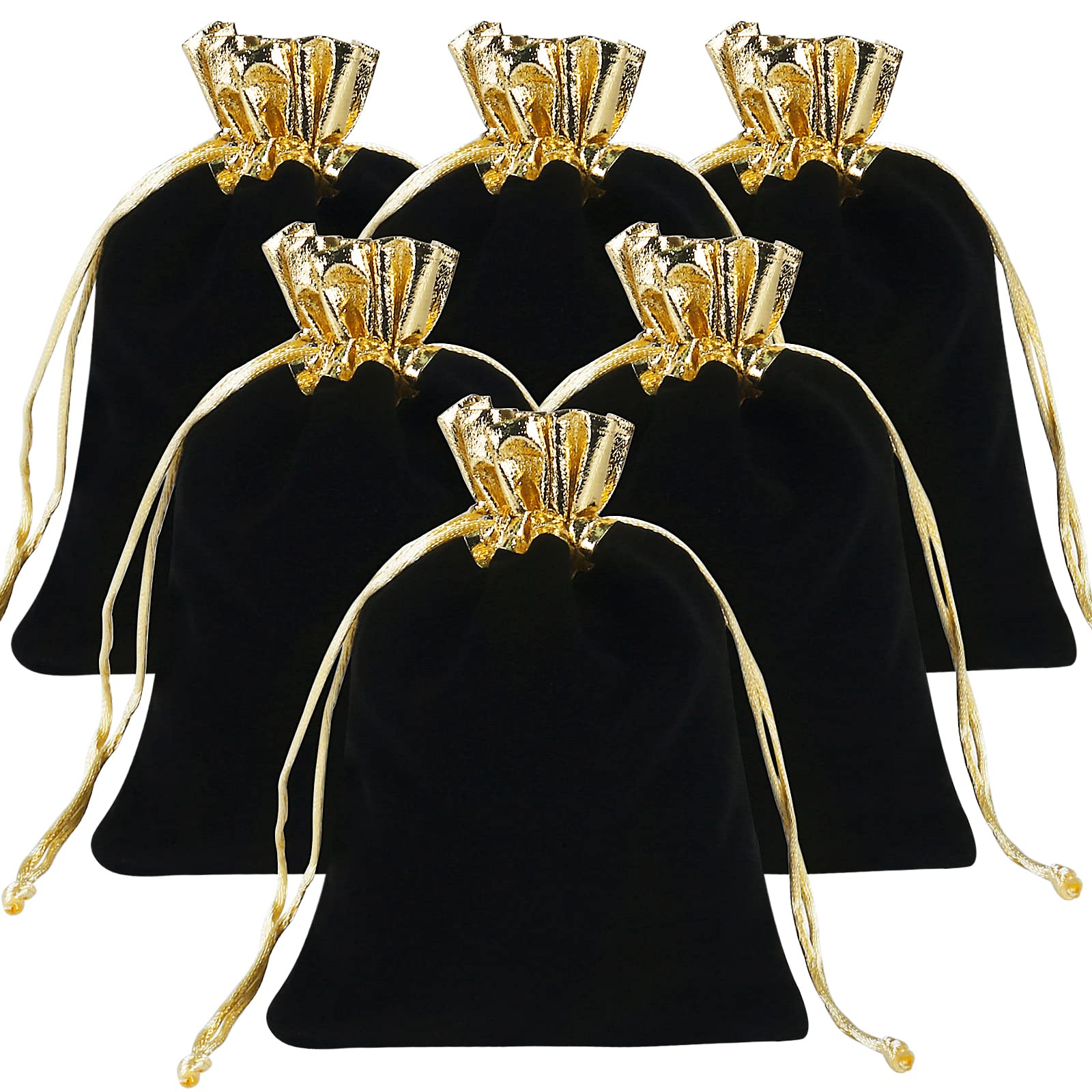 Shintop 5x7 Inch Velvet Jewelry Bags - 10 Pack Black Drawstring Gift Pouches for Wedding Favors, Christmas Gifts, Party Favors & Jewelry Storage | Elegant Velvet Jewelry Organizer for Rings, Necklaces & Earrings