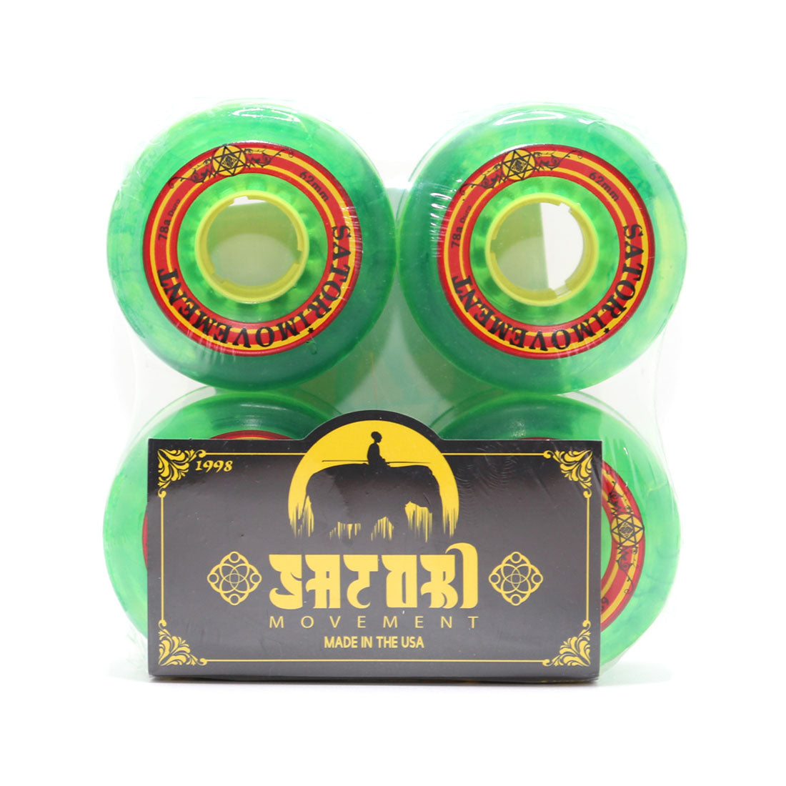 Satori Rasta Cruiser 62mm 78a 4pk Clear Green Skateboard Wheels - Perfect for Longboard, Cruiser & Street Skateboarding