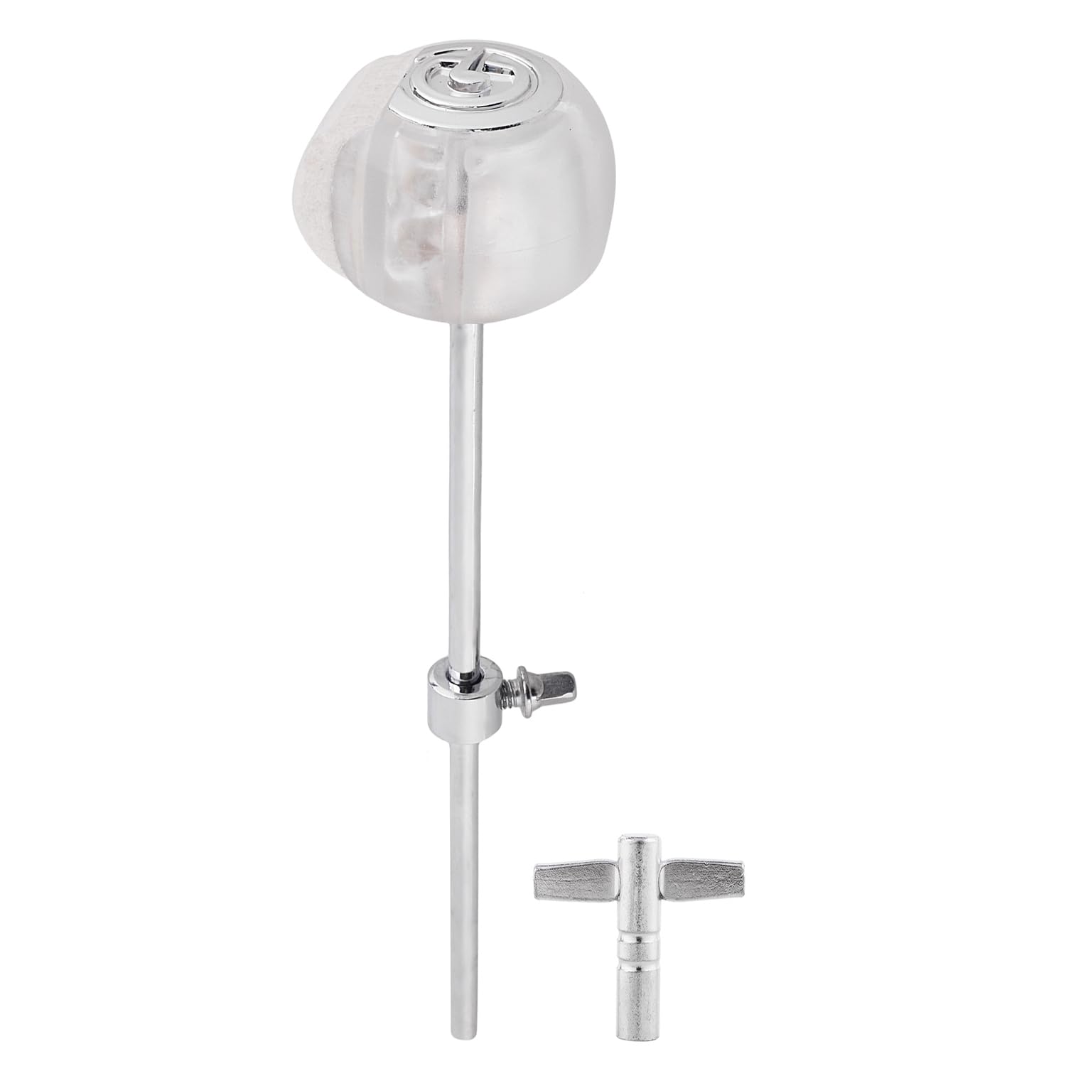 Premium Red Stainless Steel Drum Stick Beater with Felt Hammer Head & Drum Key - Bass Drum Pedal Accessory (White) | Perfect for Live Performances, Studio Recording & Drum Practice