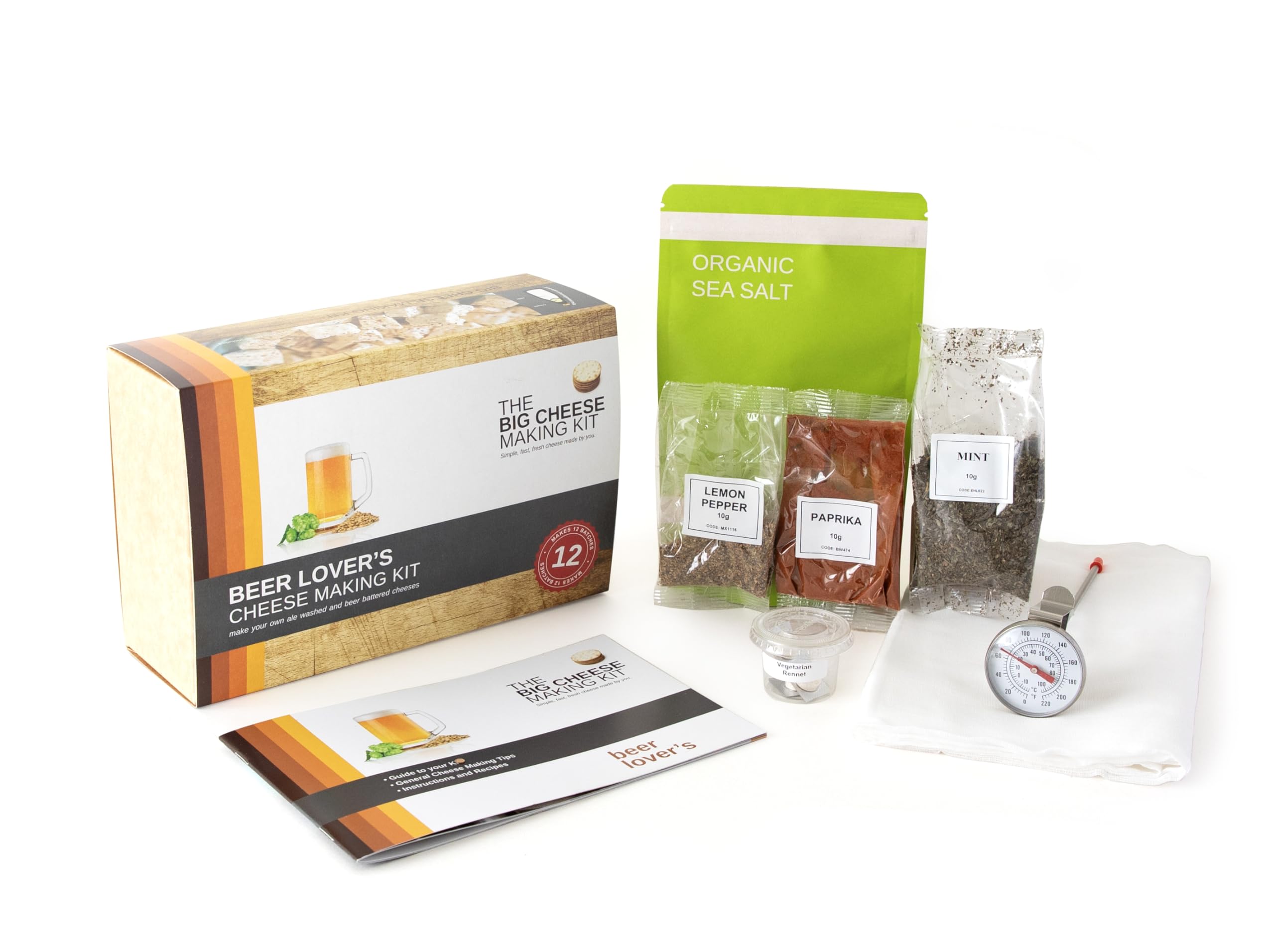 Beer Lover's DIY Cheese Making Kit with Rennet - Craft 12 Artisan Cheese Varieties at Home | Perfect for Home Brewers, Gifts & Culinary Enthusiasts