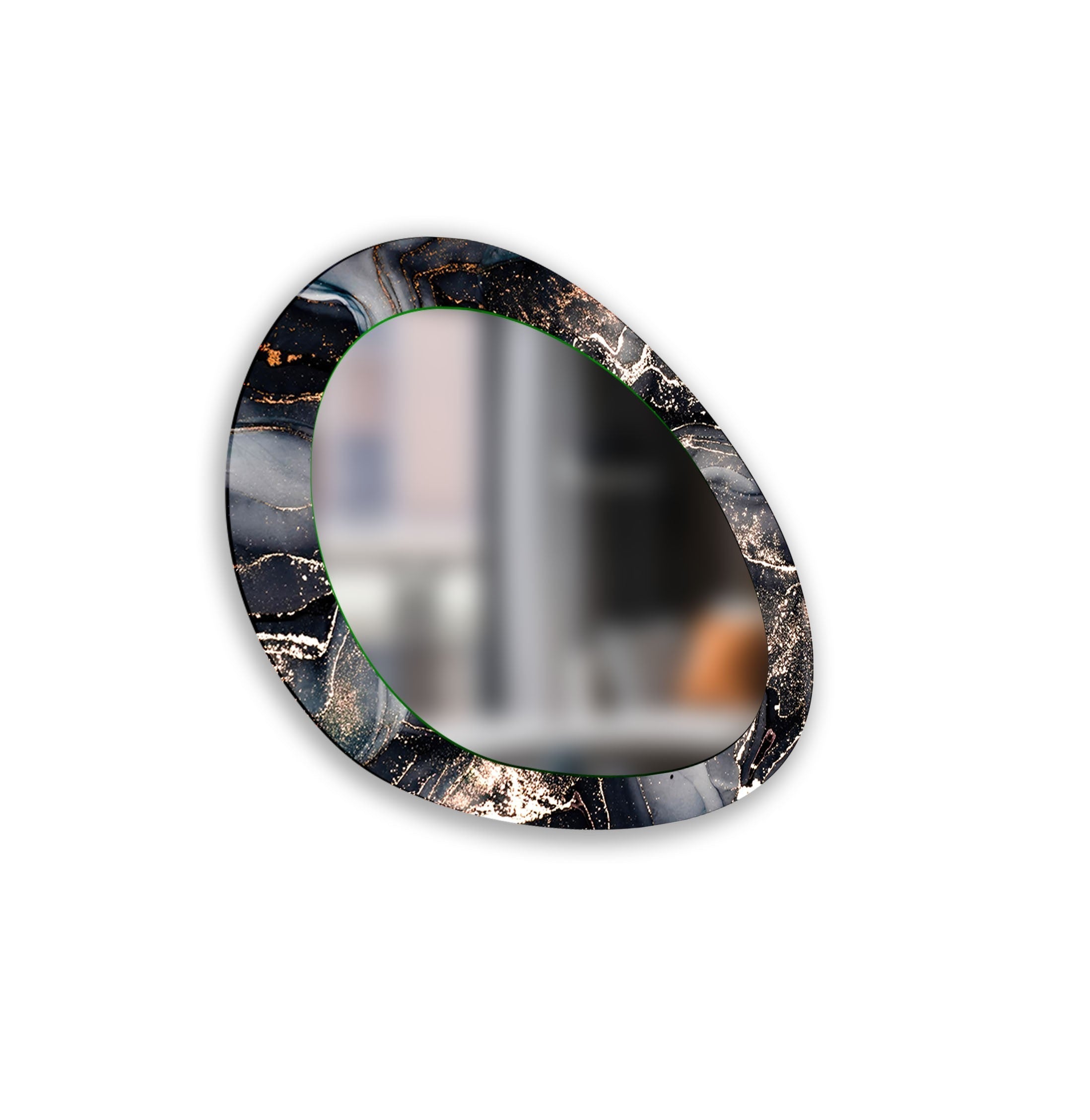 Elegant Black Marble Wall Mirror - Large Framed Decorative Mirror for Living Room, Bedroom & Entryway - Perfect for Home Decor & Vanity