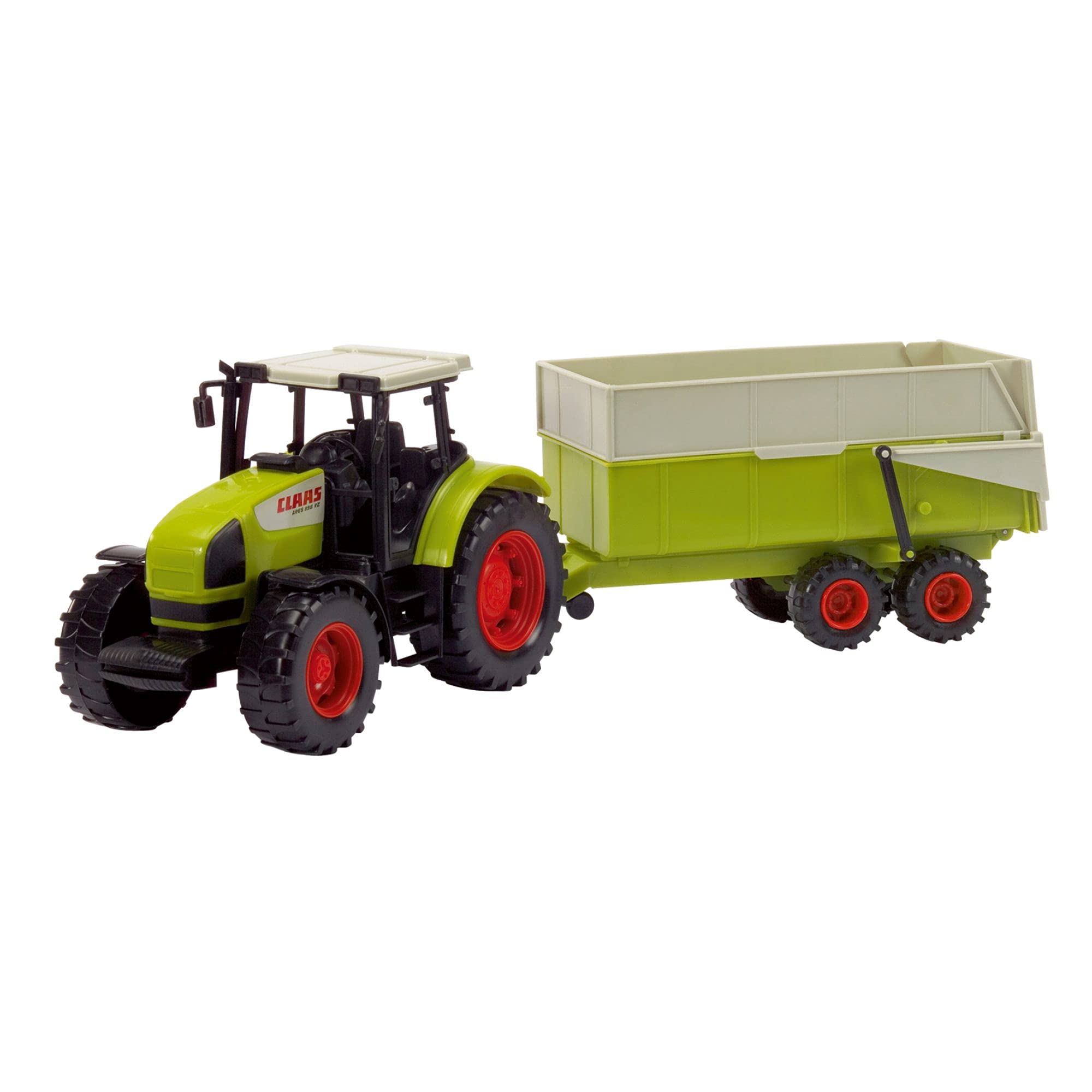 DICKIE TOYS CLAAS ARES Farm Tractor & Trailer Playset - Realistic Die-Cast Toy Vehicles for Kids - Perfect for Farm-Themed Pretend Play & Collectors