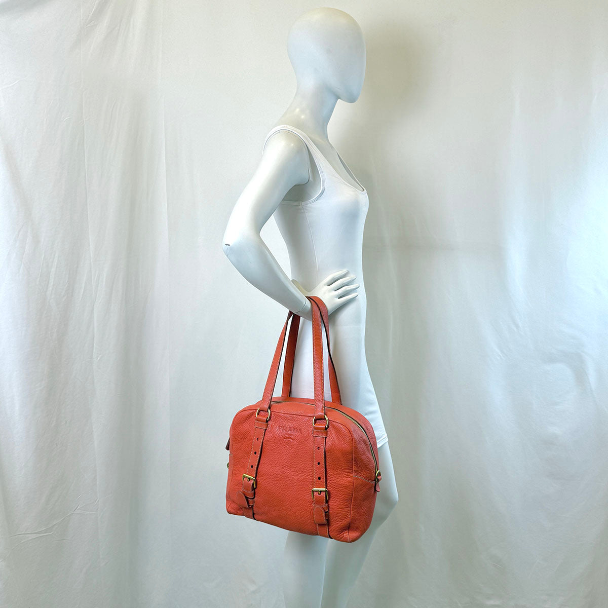Prada Cervo Leather Bowler Bag for Women | Luxury Designer Handbag | Perfect for Work, Travel & Everyday Use