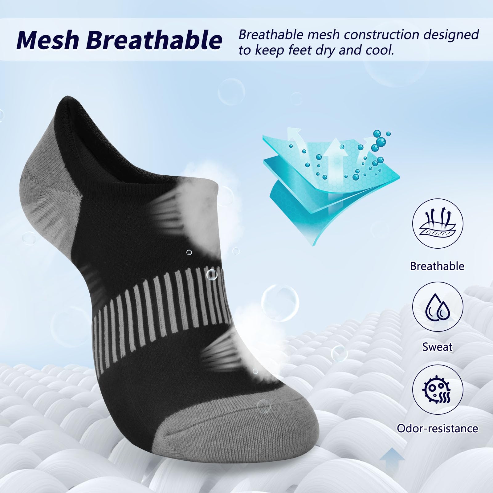 Women's No Show Socks - Breathable Cotton Low Cut Invisible Ankle Socks with Non-Slip Grip (Size 6-11) - Perfect for Sneakers, Loafers & Casual Shoes