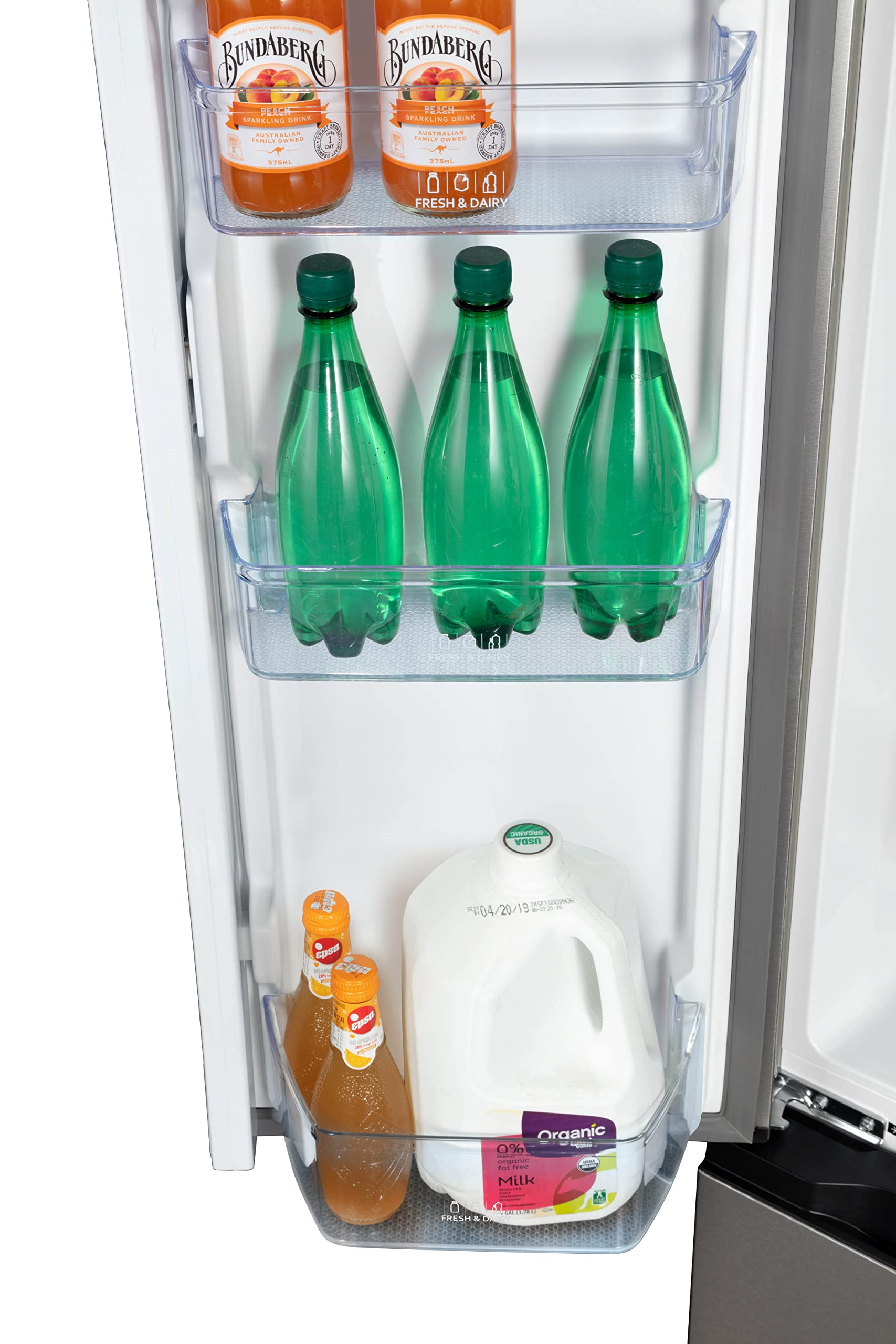 Hamilton Beach HBF1662 16.6 cu ft Stainless Steel French Door Refrigerator with Freezer Drawer - Full Size Counter Depth Design for Modern Kitchens & Open Floor Plans