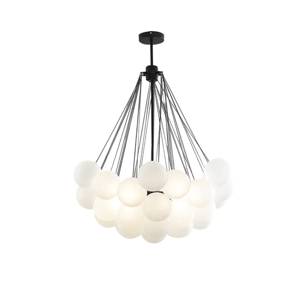Modern Glass Bubble Ball Chandelier - 37 LED Lights for Bedroom, Living & Dining Rooms