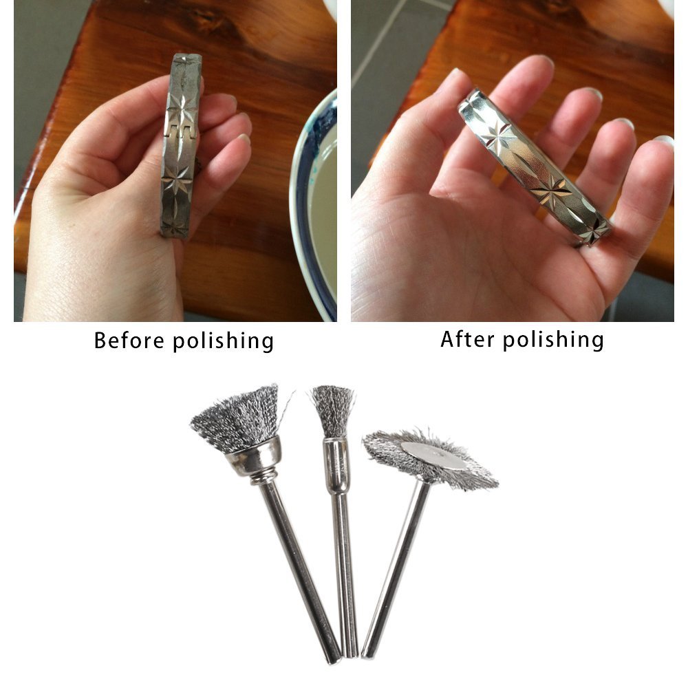 Rocaris 45-Piece Steel Wire Brush Set for Rotary Tools - Rust Removal, Metal Cleaning & Polishing - Perfect for DIY, Auto Repair & Woodworking Projects