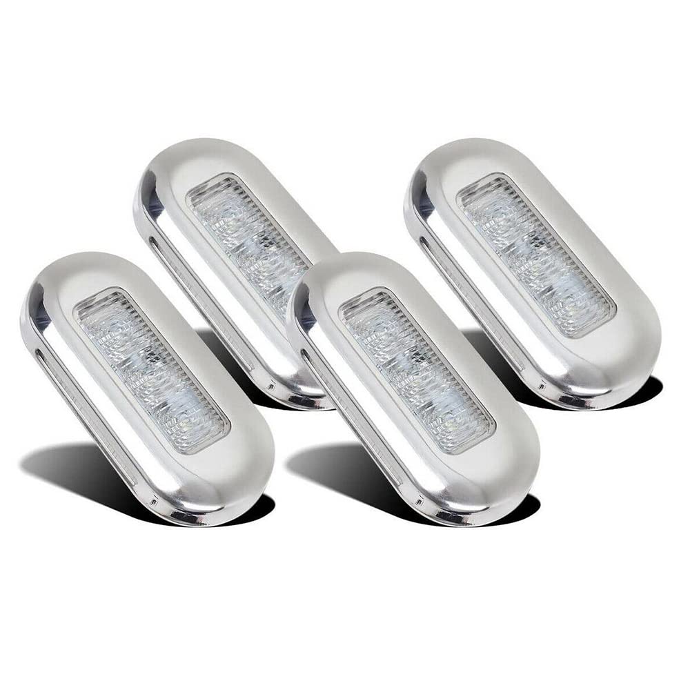 4Pcs Marine Grade 12V Waterproof Cool Blue LED Courtesy Lights - Boat, Car, RV Lighting Accessories for Nighttime Safety & Ambiance