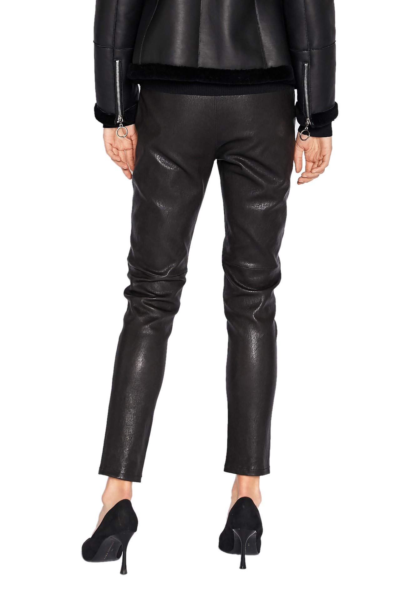 Women's Stretchy High-Waisted Leather Leggings - Black Skinny Pants for Work & Night Out | SmartUniverseWear