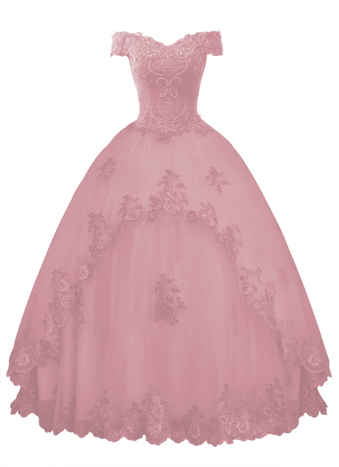 Elegant Off The Shoulder Lace Ball Gown Prom Dress - Long Formal Evening Gown for Quinceañera, Homecoming, Wedding & Special Occasions