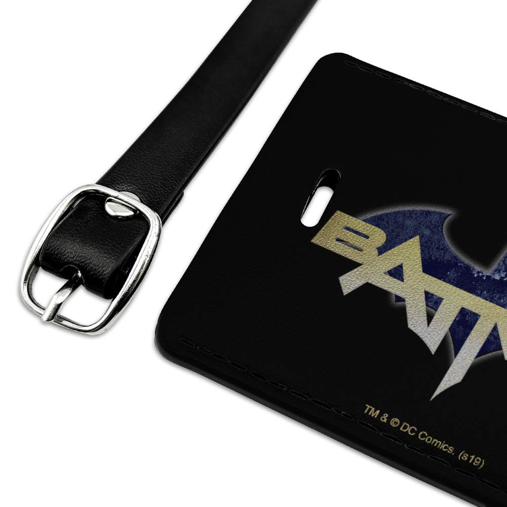 Batman Logo Leather Luggage Tag - Rectangle Suitcase ID Tag for Carry-On Bags - Perfect for Travel, Business Trips & Superhero Fans
