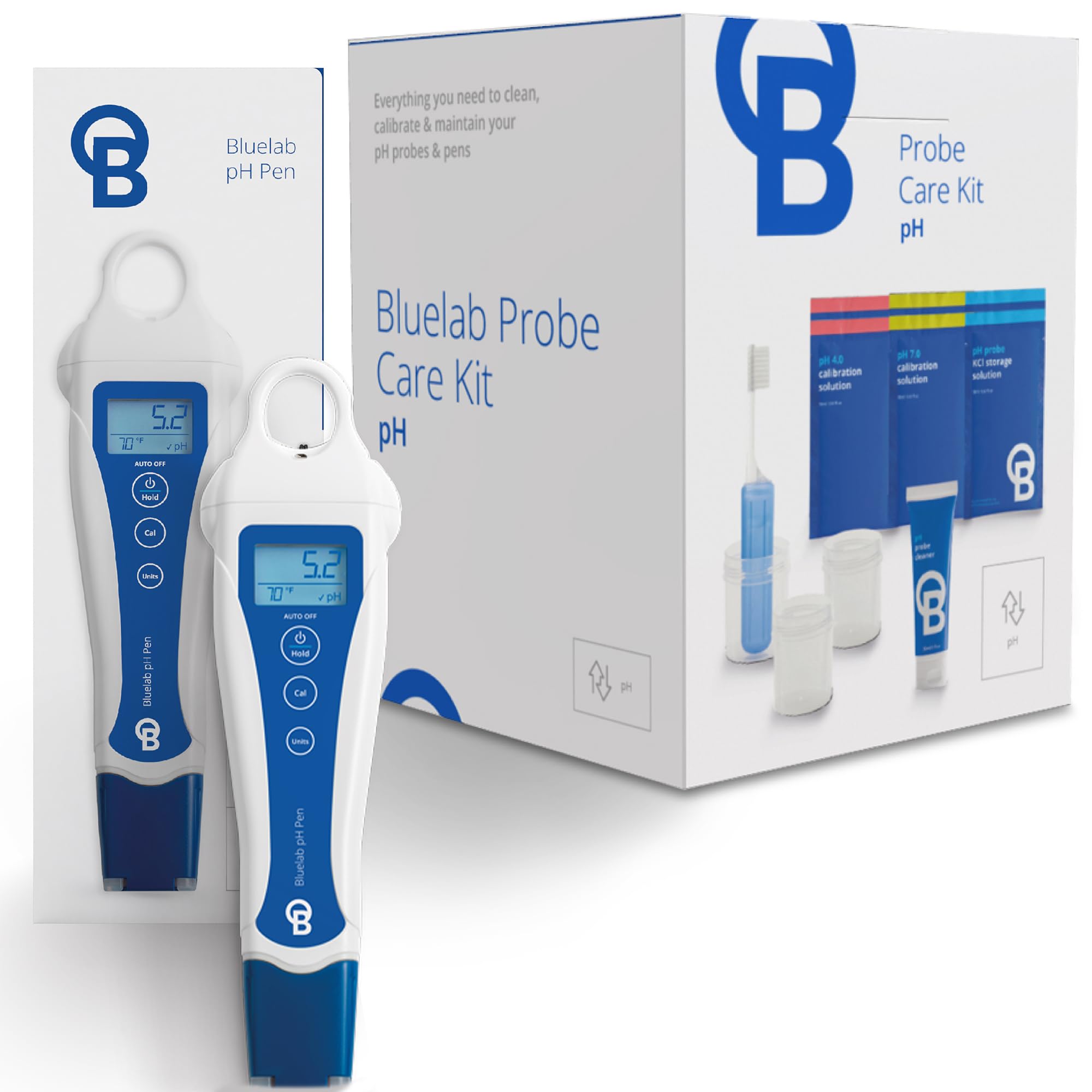 Bluelab pH Pen Meter & Probe Care Kit with Calibration Solution, Storage Liquid & Cleaning Brush - Digital pH & Temperature Tester for Hydroponics, Aquariums & Plant Growth - Ensure Optimal Plant Health & Higher Yields