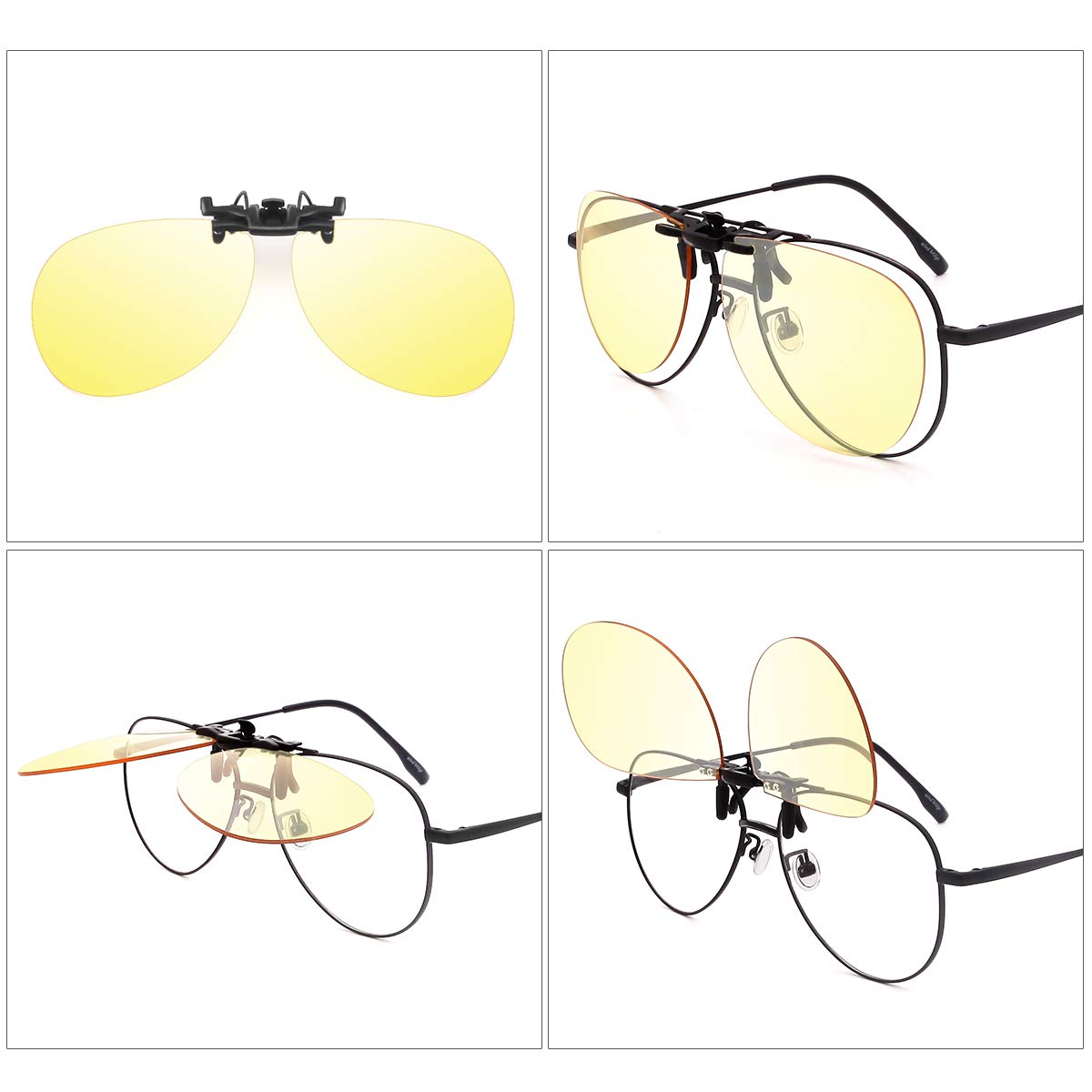 Blue Light Blocking Clip-on Computer Glasses for Gaming & Digital Screens - Anti Eye Strain Glasses for Work & Study - Fits Rx Frames (Aviator Style) - Perfect for Office, Gaming & Online Classes