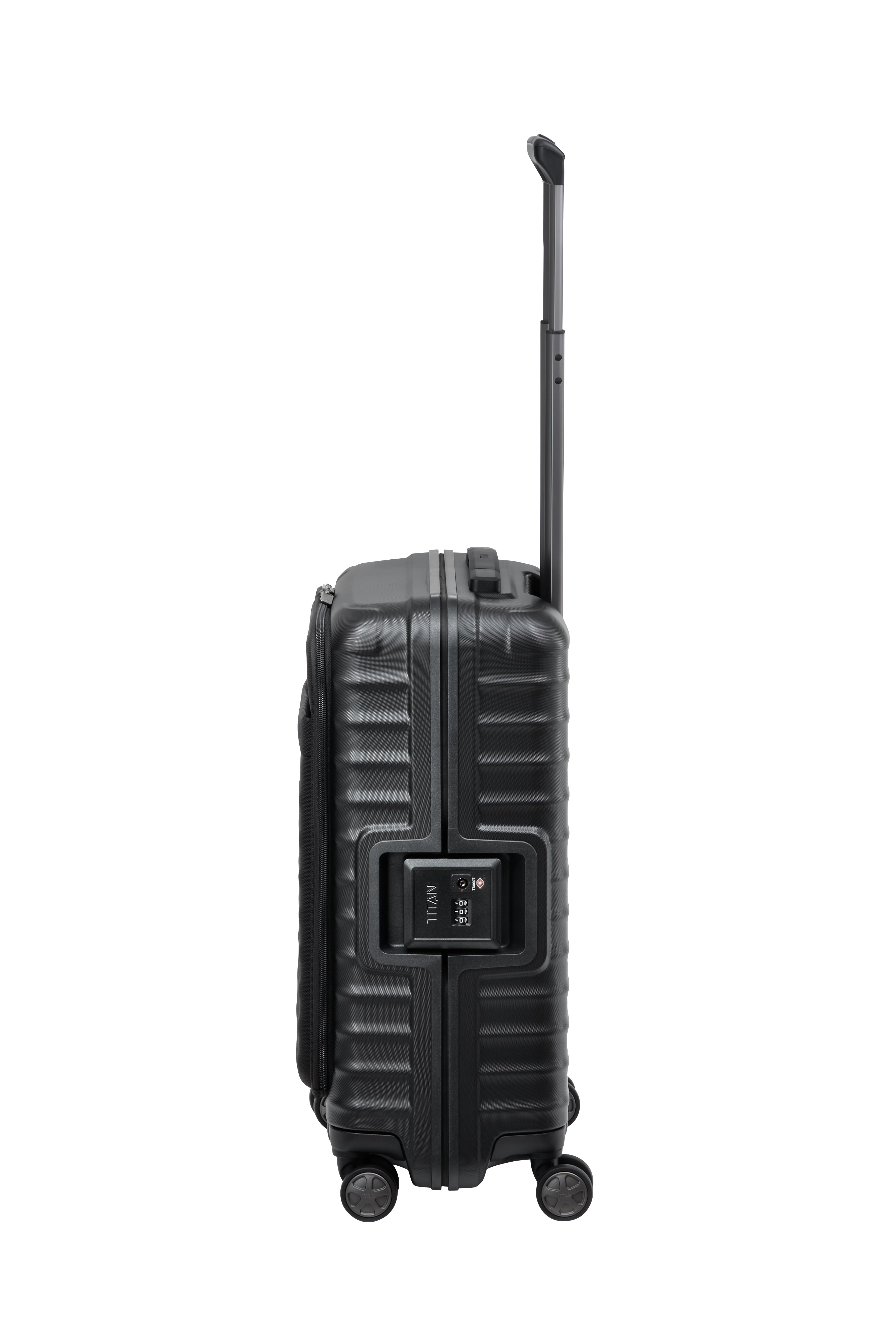 Titan LITRON Frame Trolley S Carry On Luggage with Front Pocket - Lightweight Spinner Suitcase for Business Travel & Weekend Getaways