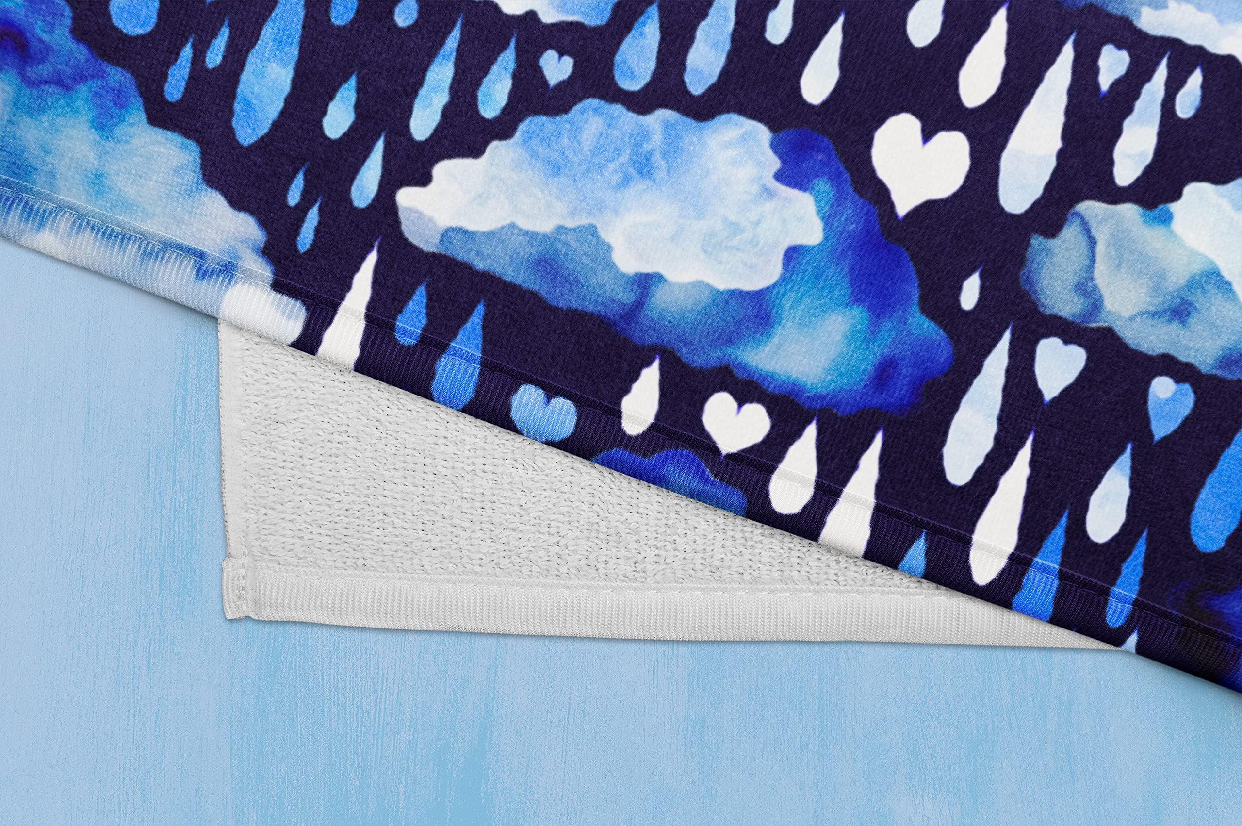 Blue Clouds and Rain Cotton Terry Hand Towel - 15