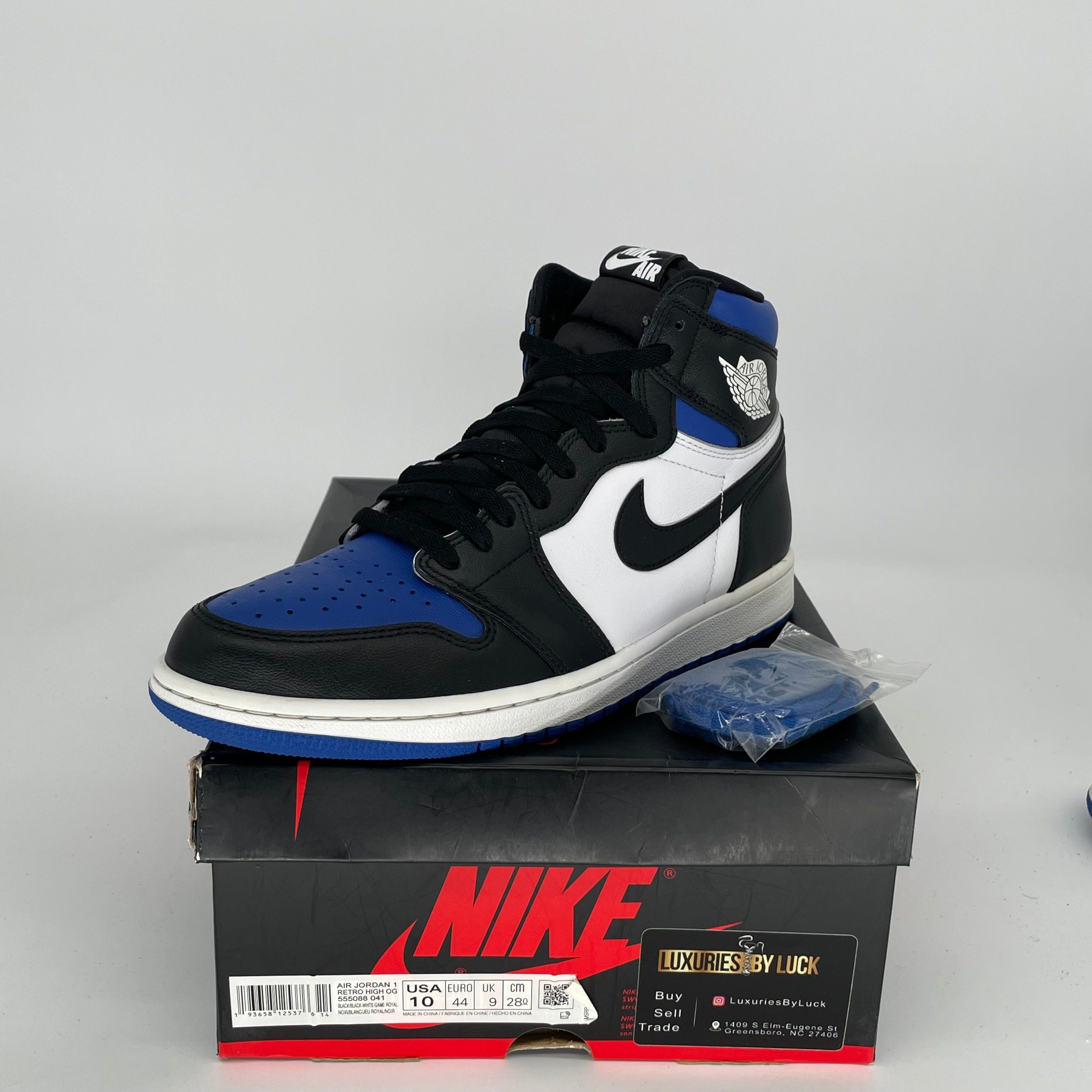 AIR JORDAN 1 ROYAL TOE Men's Basketball Shoes - Size 10 (555088-041) | Retro High OG Sneakers for Streetwear & Casual Outfits
