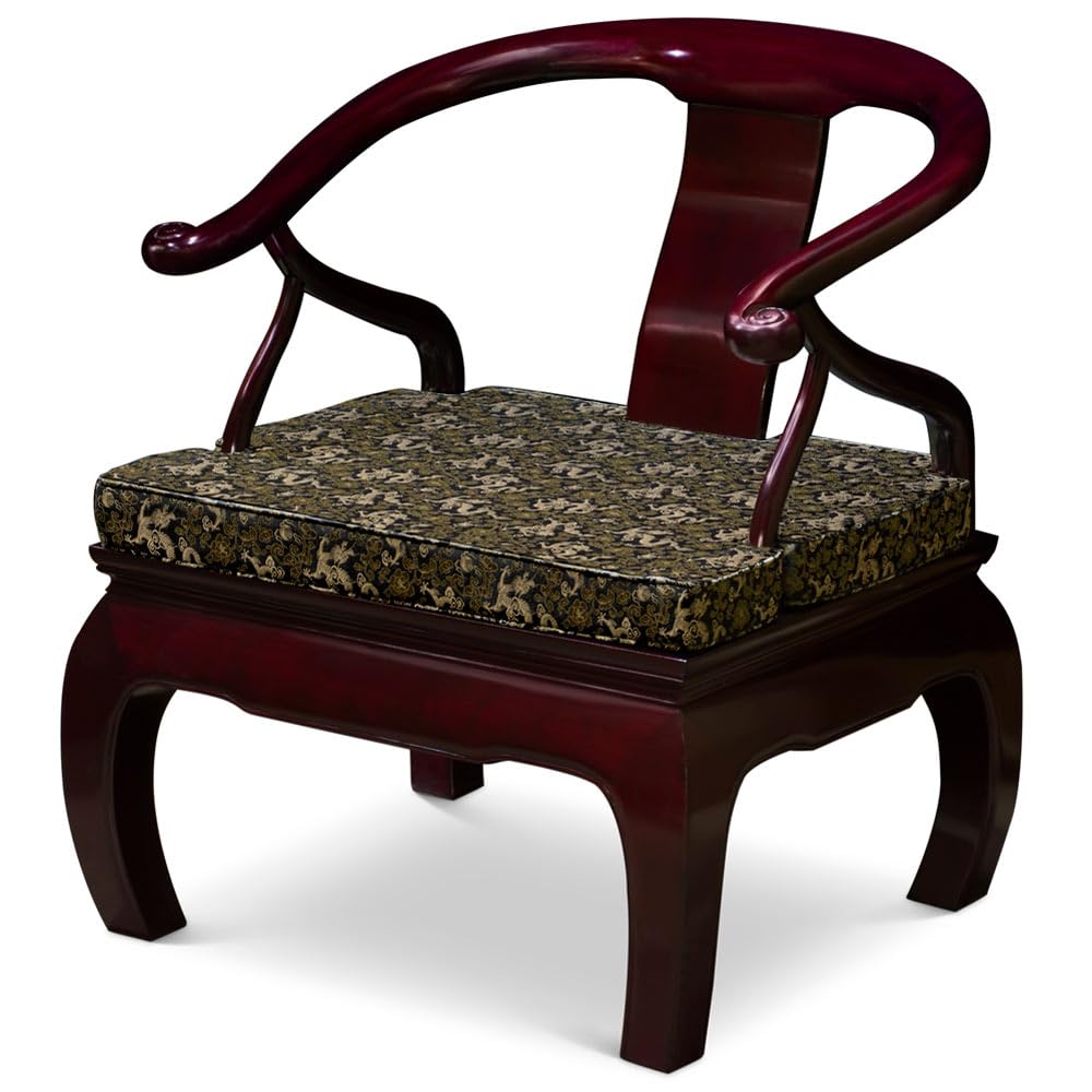 Dark Cherry Rosewood Chinese Monk Chair with Chow Leg - Handcrafted Traditional Asian Furniture for Living Room, Meditation & Home Decor