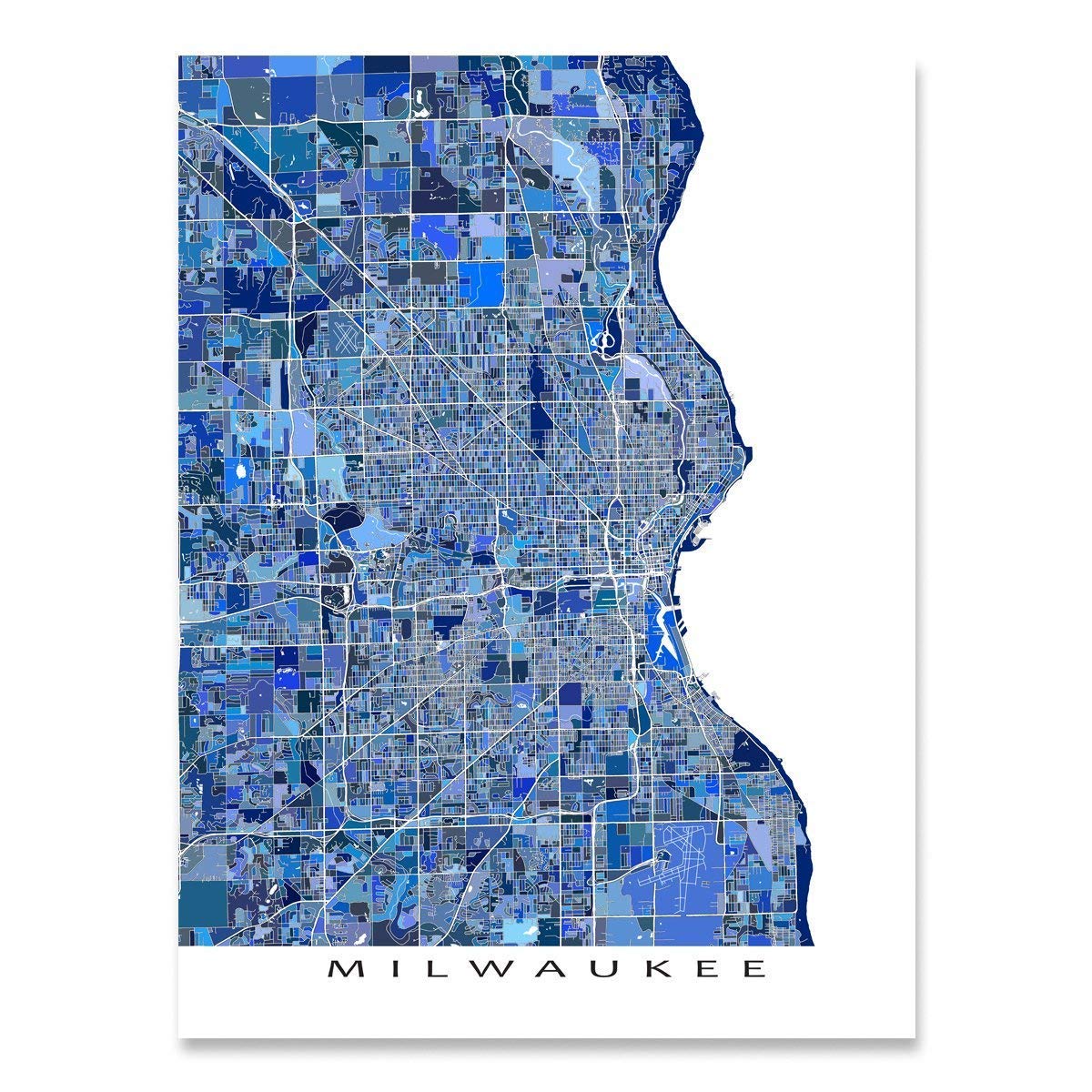 Milwaukee Wisconsin USA City Map Art Print Poster - Blue Vintage Style Wall Decor for Home, Office & Travel Inspiration