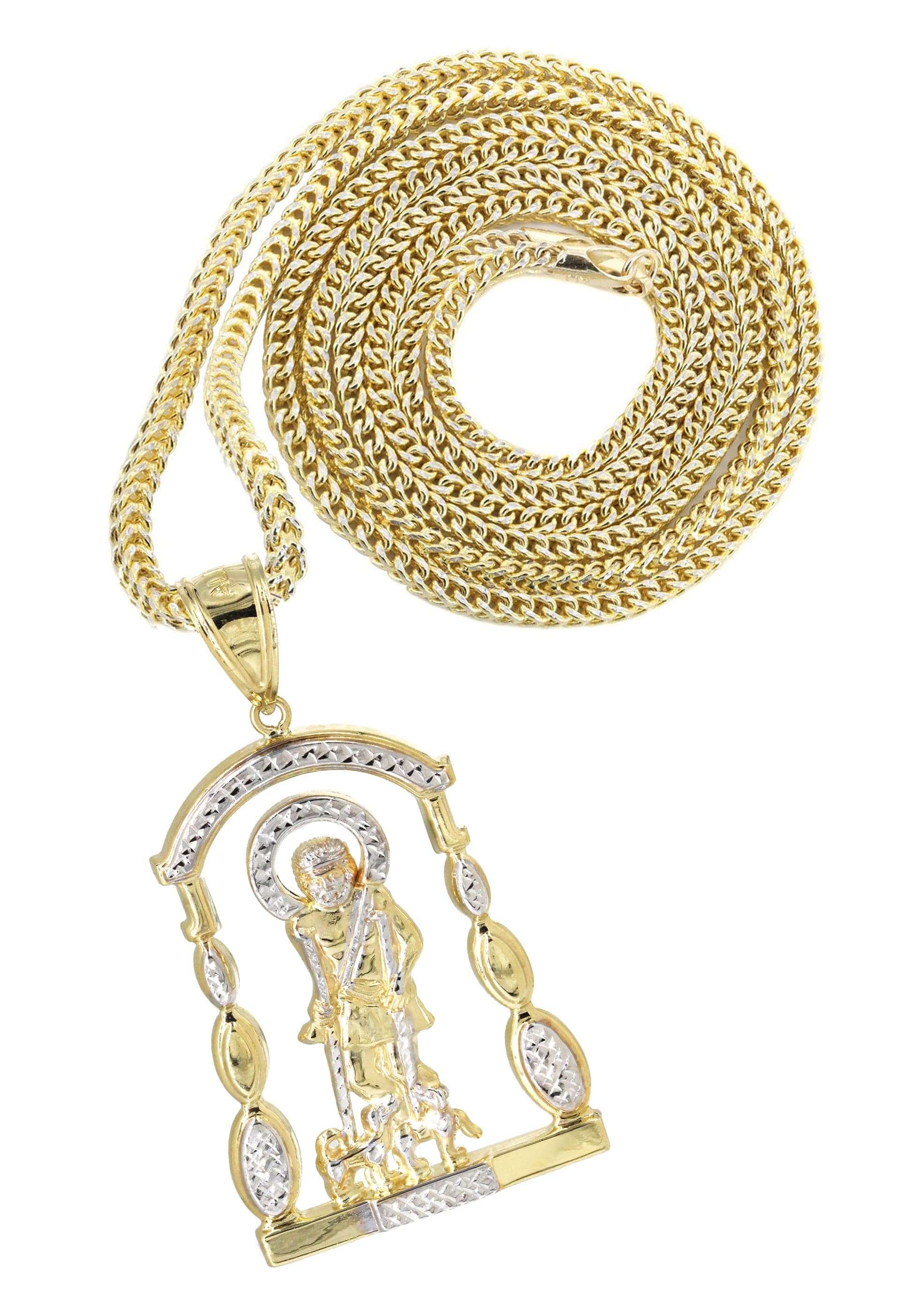 10K Yellow Gold Saint Lazaro Necklace - 16 Grams | Elegant Religious Jewelry for Women, Perfect for Gifts, Church, and Special Occasions