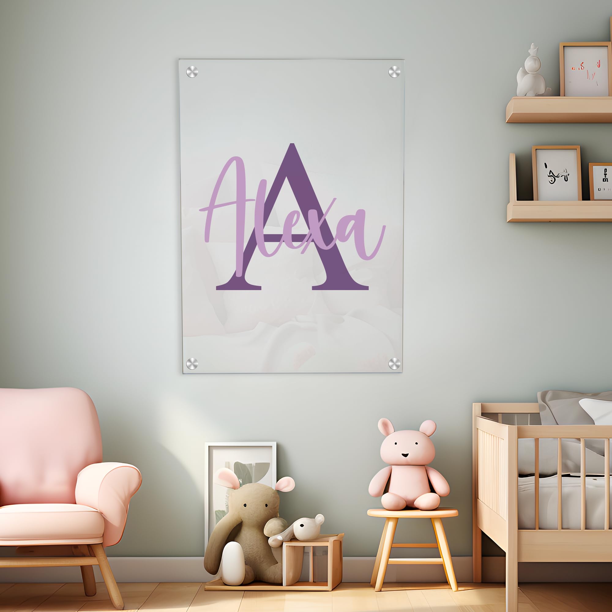 Personalized Acrylic Name Frame - Baby Nursery & Bedroom Wall Decor for Home