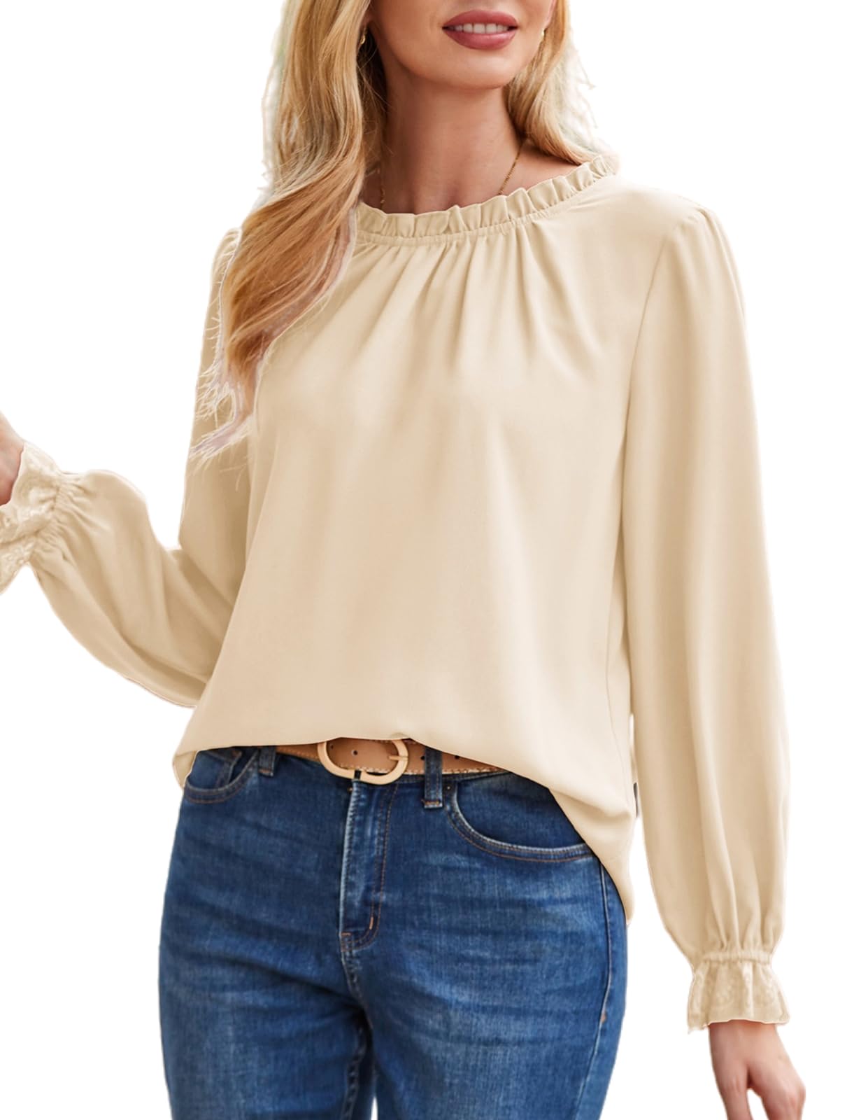 GRACE KARIN Women's Long Sleeve Blouse - Elegant Frill Neck Shirt for Business Office & Casual Wear | Perfect for Work, Date Night & Professional Outfits