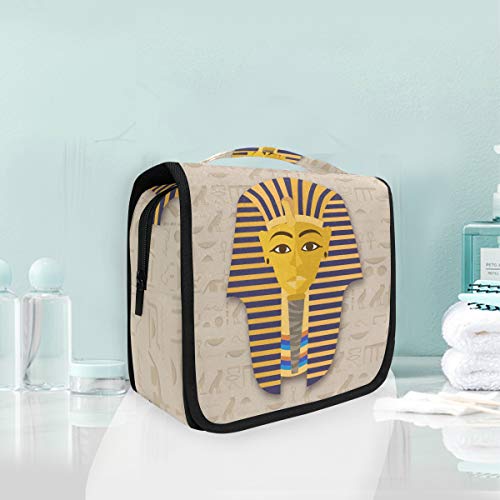 Foldable Hanging Toiletry Bag for Women - Lion Ancient Art Design Cosmetic Travel Organizer Case | Perfect for Bathroom, Makeup Storage & Girls' Travel Essentials