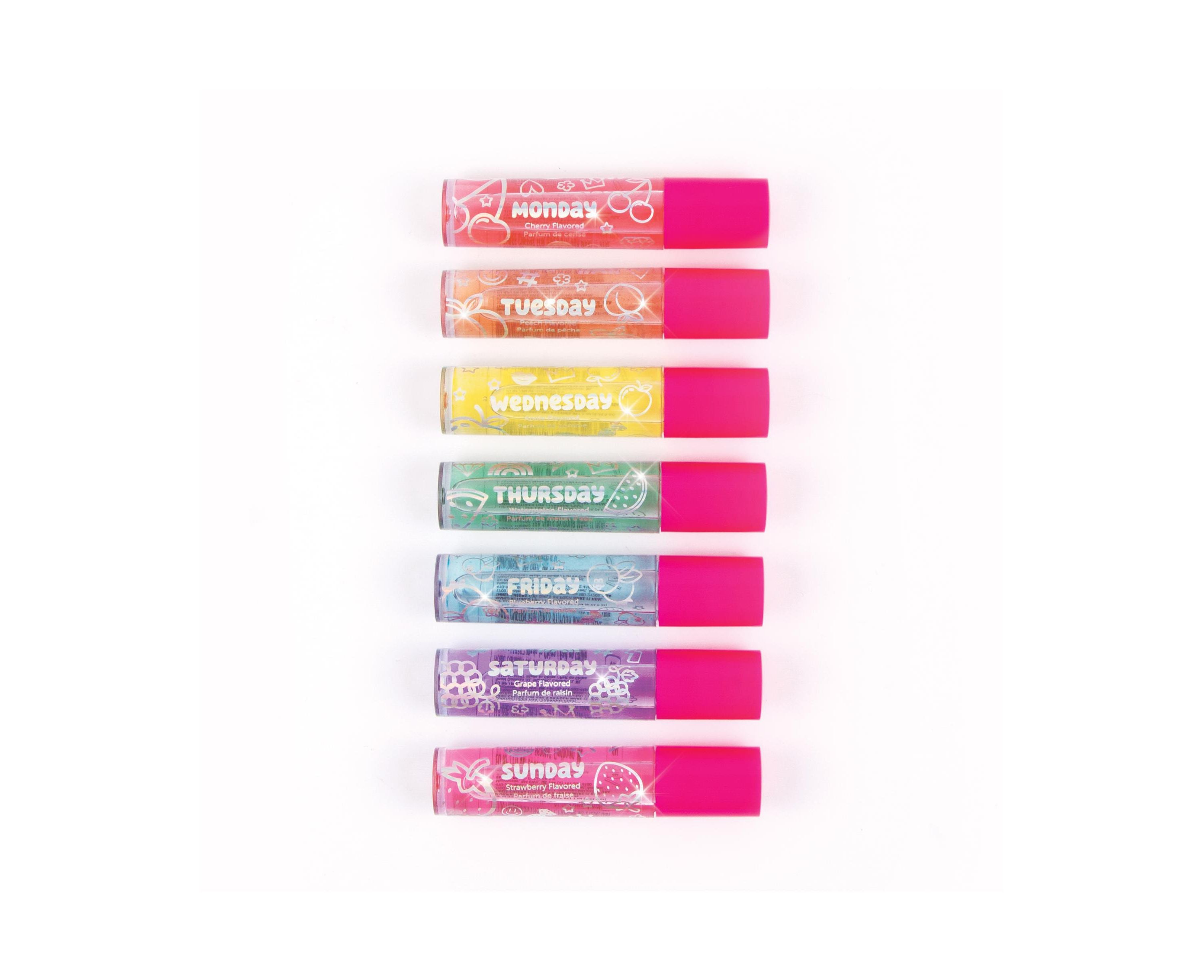 3C4G Flavorful Days of the Week Lip Gloss Set - 7 Scented Roller Ball Tubes for Moisturizing & Shine | Perfect for Daily Use, Gifts, and Makeup Collection