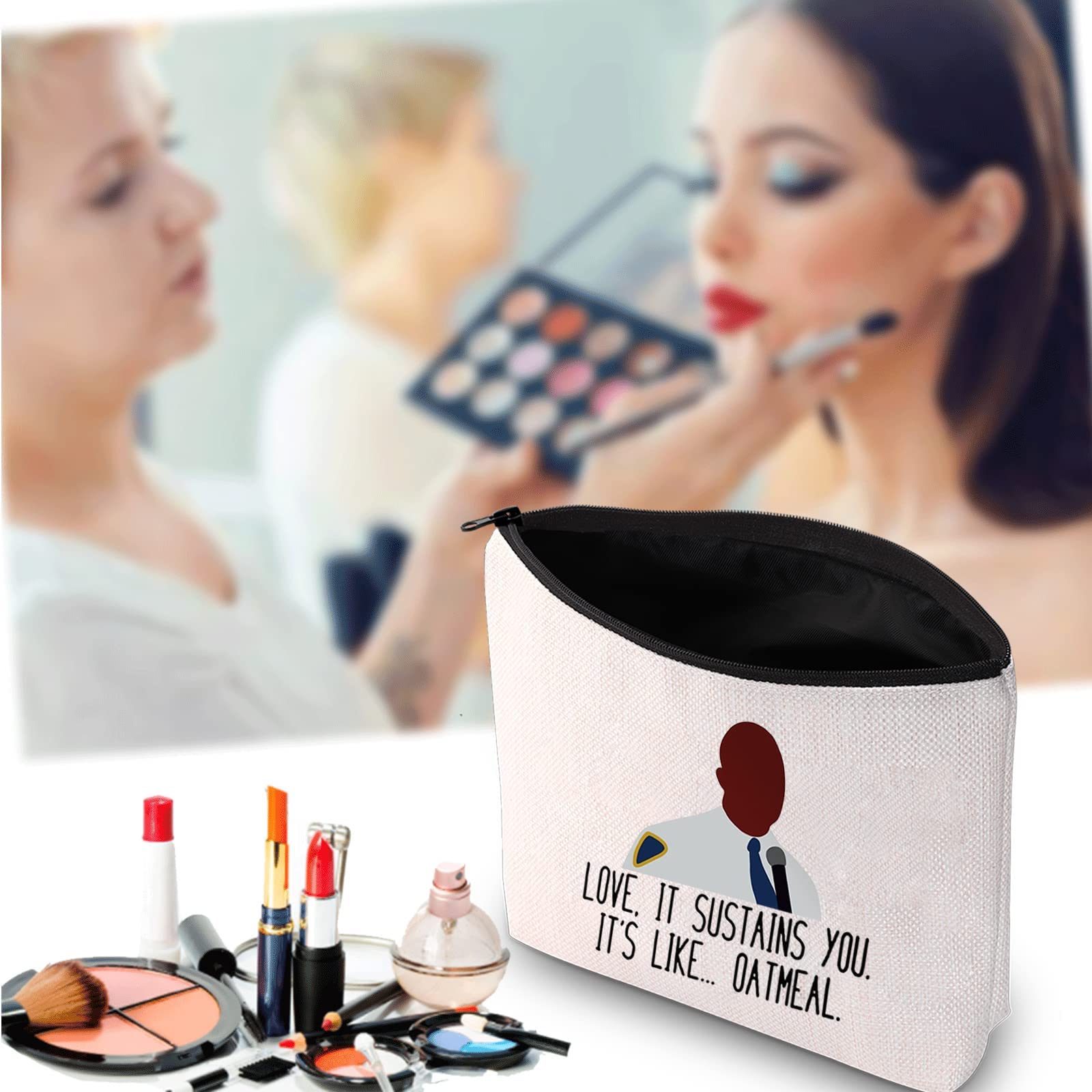 Brooklyn 99 Inspired 'Your Love Sustains Me Like Oatmeal' Makeup Bag - Perfect Gift for Fans, Cosmetics Storage & Travel Organizer - Great for Daily Use, Themed Parties & TV Show Enthusiasts