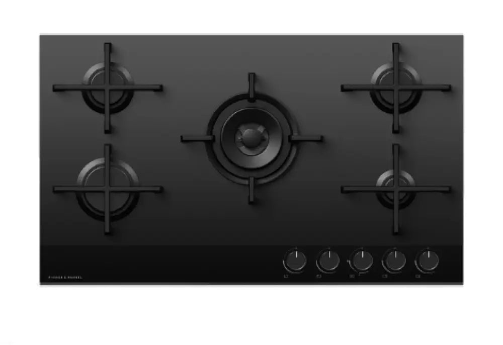Fisher & Paykel CG905DLPGB4 90cm LPG Gas on Glass Cooktop - Premium 5 Burner Gas Stove for Modern Kitchens | Perfect for Home Cooking, Baking & Entertaining