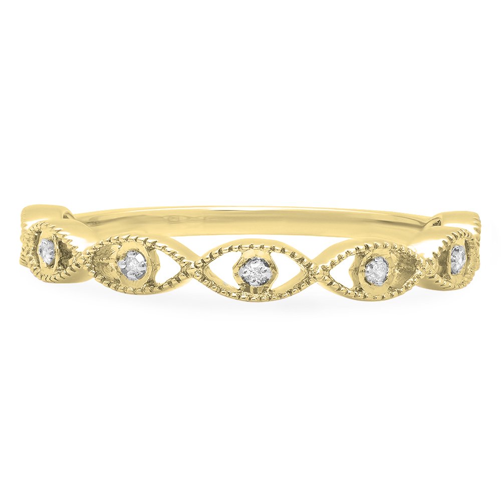 0.05 Cttw 14K Solid Gold Round White Diamond Women's Anniversary Wedding Stackable Band Ring - Elegant Gift for Her, Perfect for Engagement, Proposal, Valentine's Day & Special Occasions